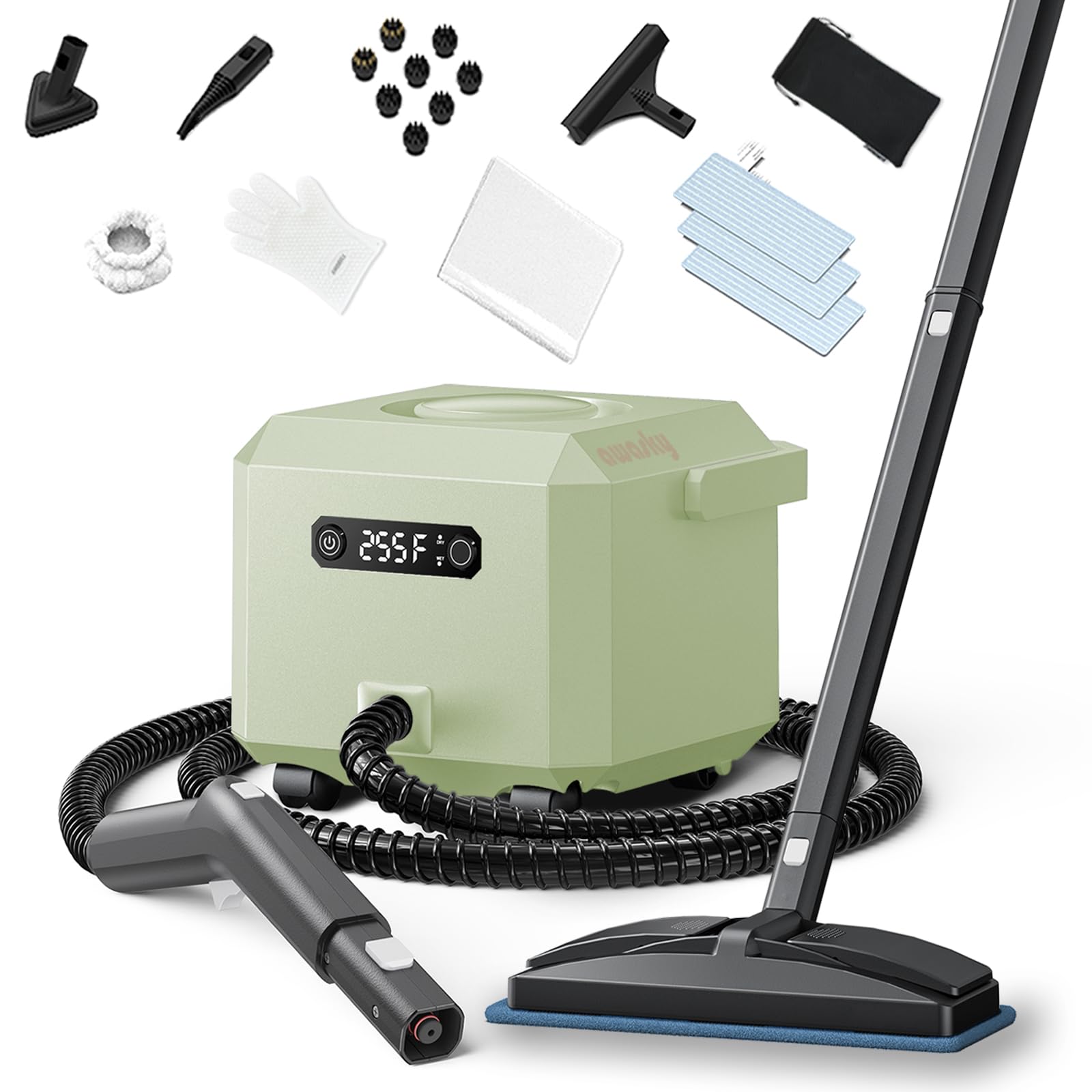 awasky Steam Cleaner: 1650W, Fast 50-Sec Heat-Up-21-Piece Kit Refill Anytime-No Cooling-Detachable Hose Steamer Mop for Home Use