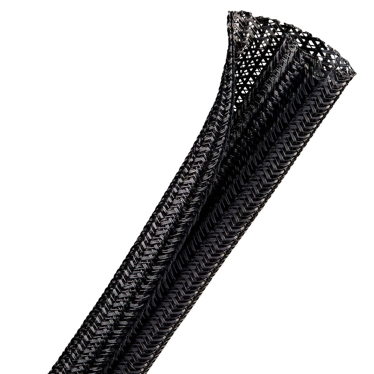 Techflex 1/2  F6 Split Braided Sleeving | Total 100  Feet | Color: Black