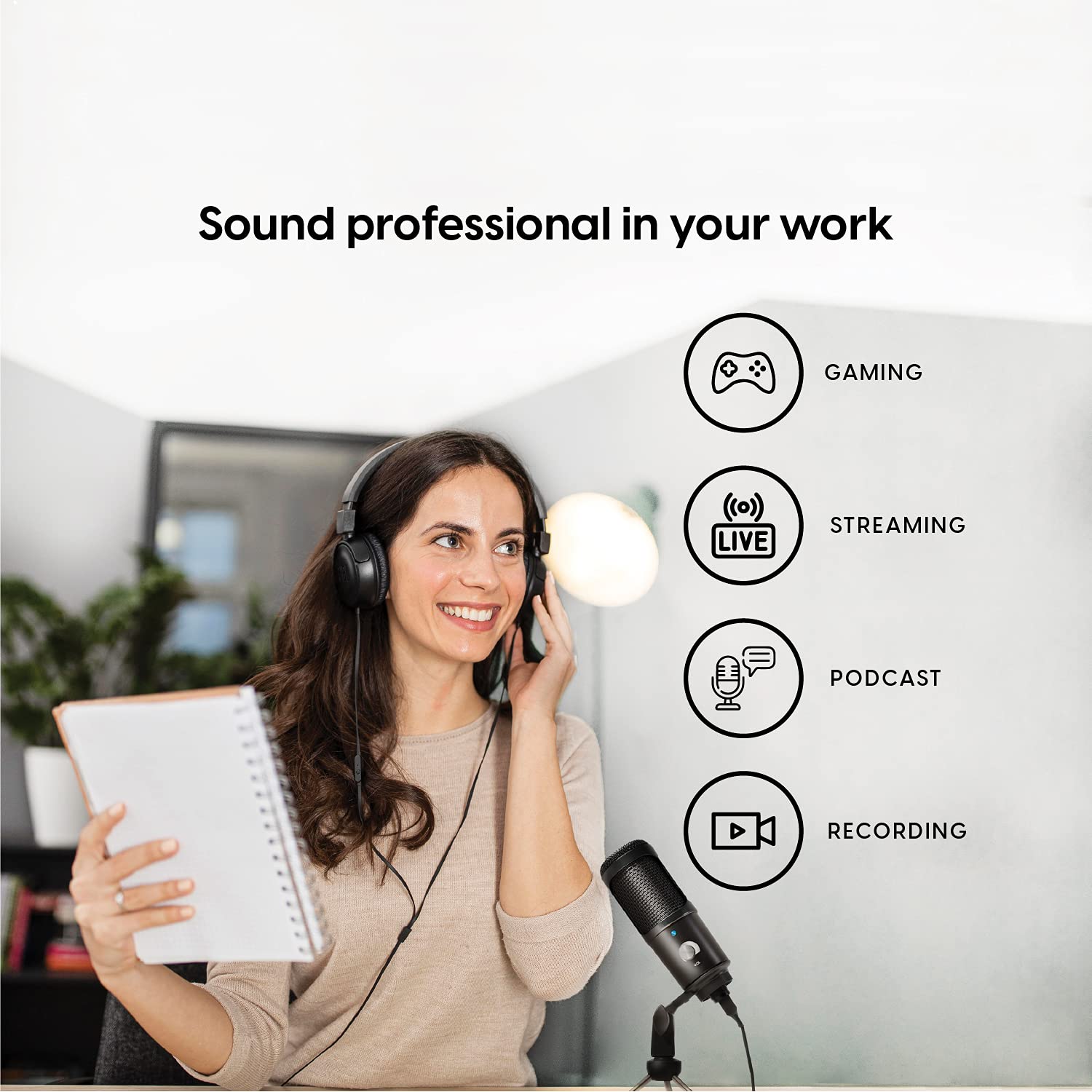 Talkworks Usb Microphone With Tripod   External Microphone For Computer   Gaming, Streaming, Meetings, Podcasts, Recording And M