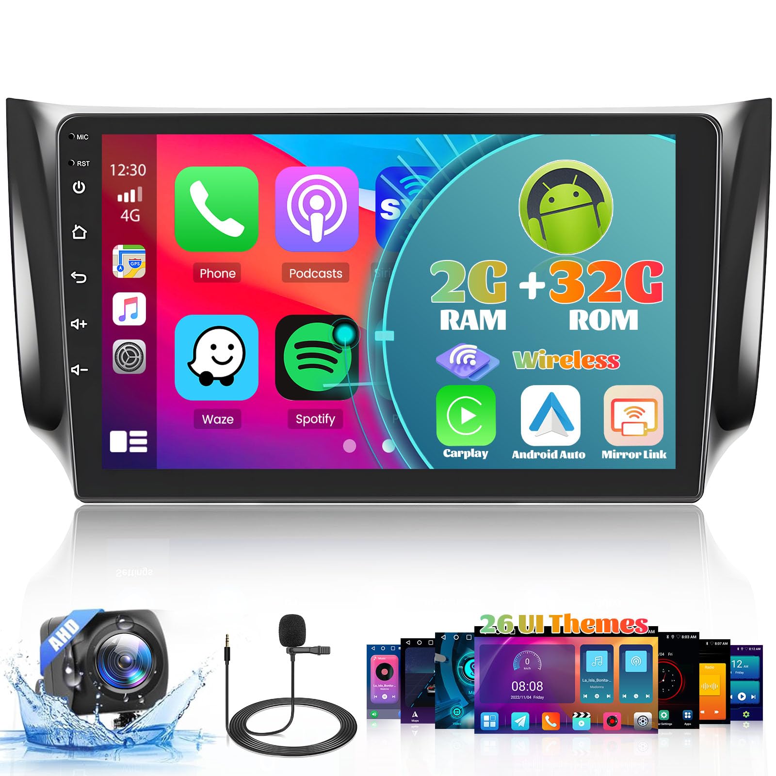 Roinvou 2+32G Android Car Stereo For Nissan Sentra 2013 2017, 10.1'' Touchscreen In Dash Gps Navigation With Wireless Carplay An