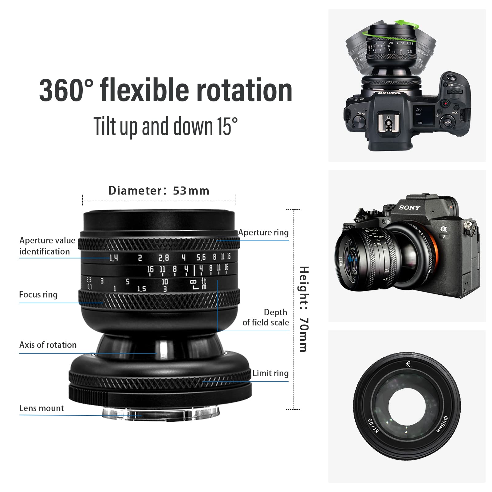 Astrhori 50Mm F1.4 Large Aperture Lens Full Frame Manual 2 In 1 Tilt Lens Miniature Model Effect Compatible With Sony E Mount Mi