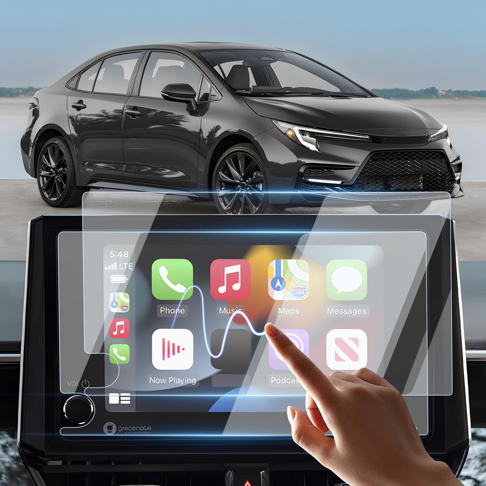 Sunsdrew 2Pcs Screen Protector For 2023 2024 2025 Toyota Corolla/Corolla Cross/Rav4/Highlander/Prius Accessories 8 Inch Touch Screen Radio Display Protector 9H Tempered Glass Protective Film Anti Glare
