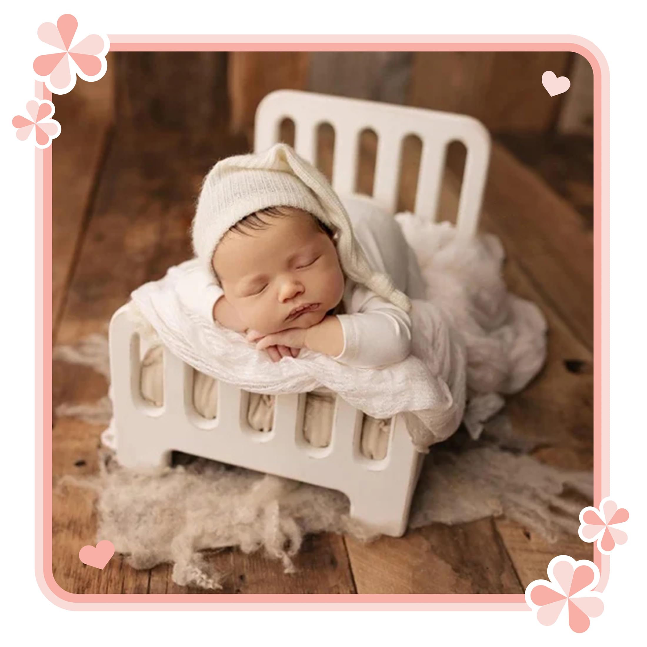 Newborn Photography Props Wooden Bed - Baby Photoshoot Props Doll White Wood Mini Bed For Photography Baby Make The Old Style Ph