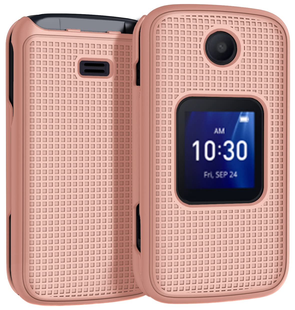 Nakedcellphone Case For Alcatel Go Flip 4 / Tcl Flip Pro Phone, Slim Hard Shell Protector Cover With Grid Texture - Rose Gold Pi