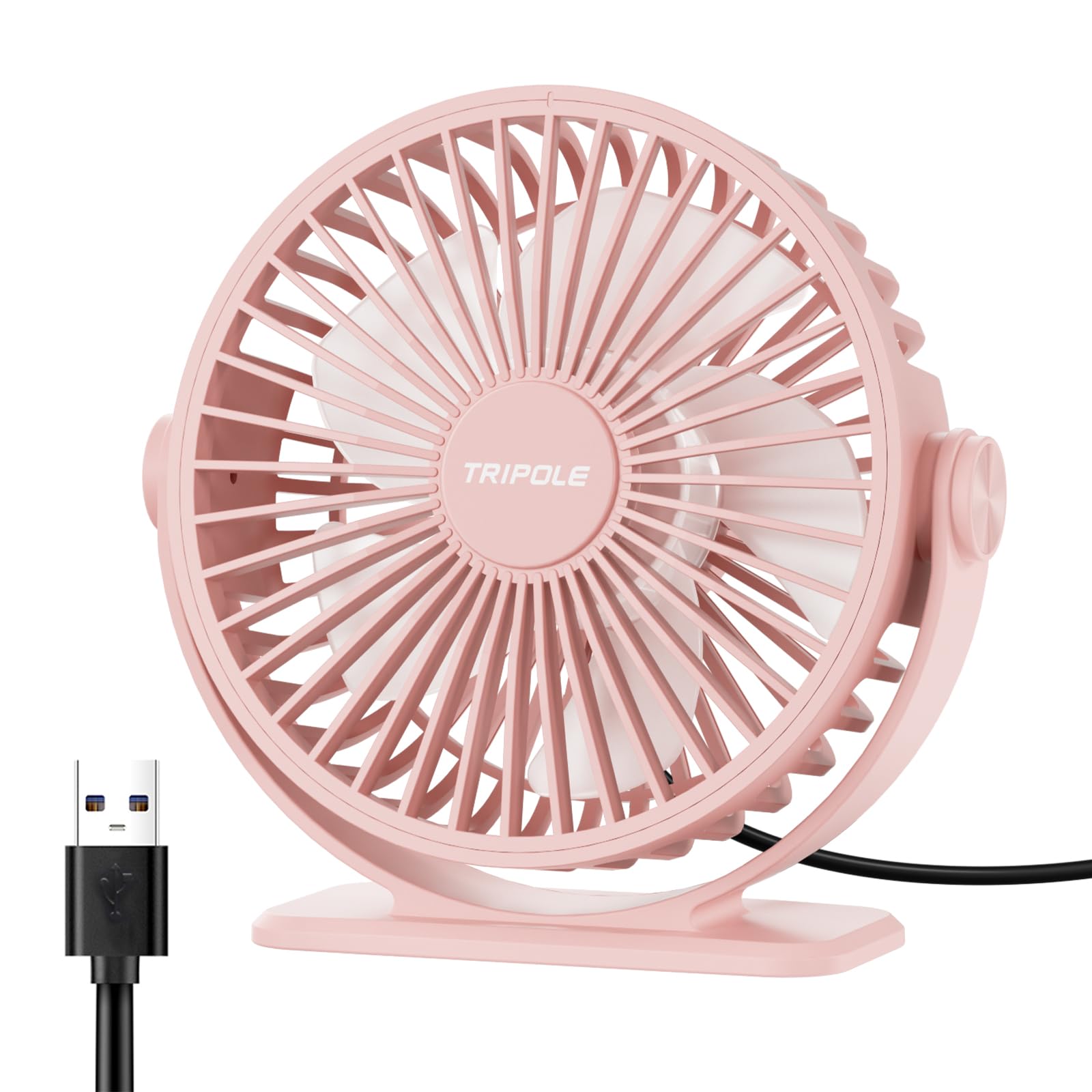 Tripole Usb Desk Fan Mini Portable Personal Fan, 3 Speeds Adjustable Strong Breeze Small Electric Fan, 360 Rotation Quiet Plug I