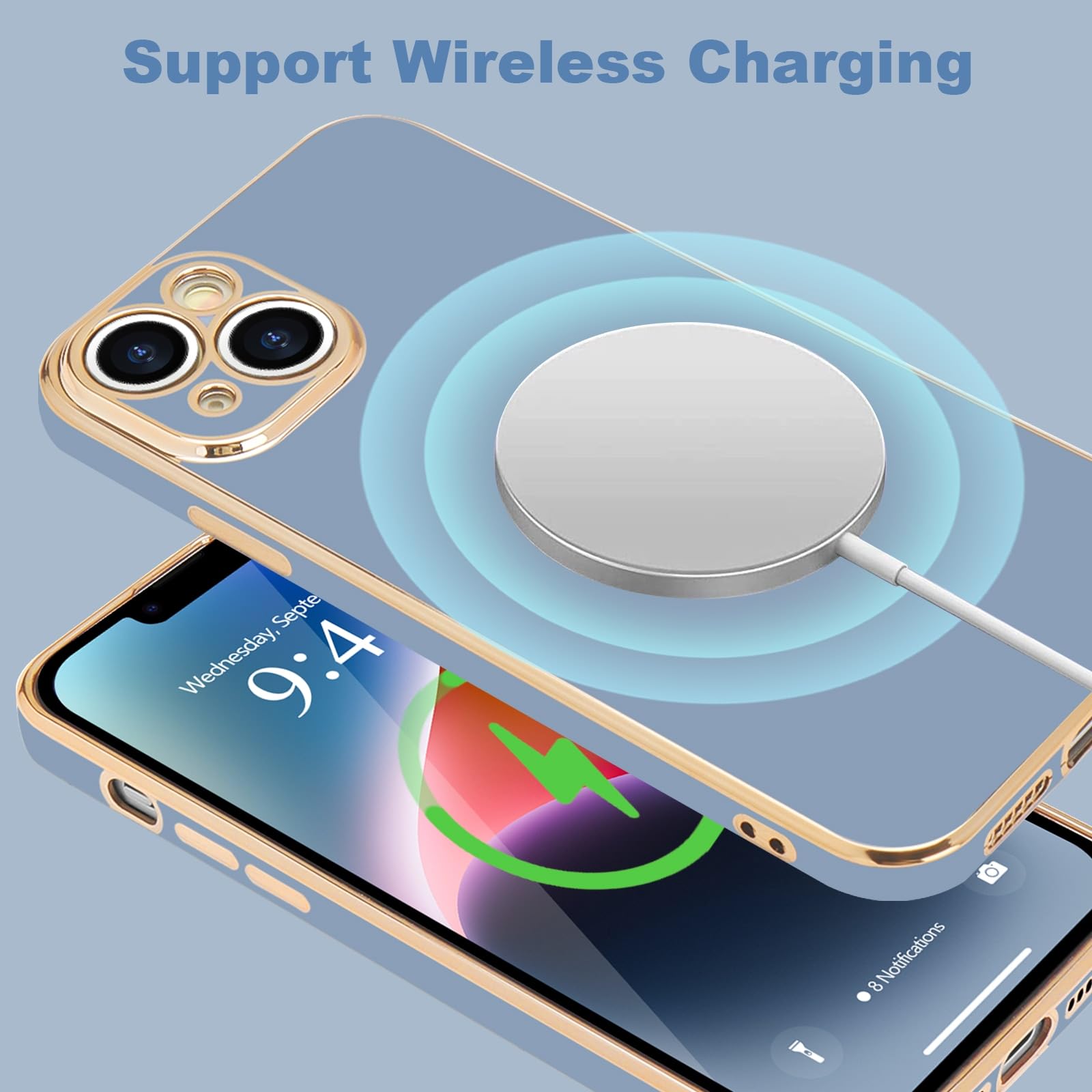 Lafunda For Iphone 14 Case, Cute Slim Soft For Women Girls Silicone Shockproof Phone Cover Anti Scratch Camera Protective Luxury