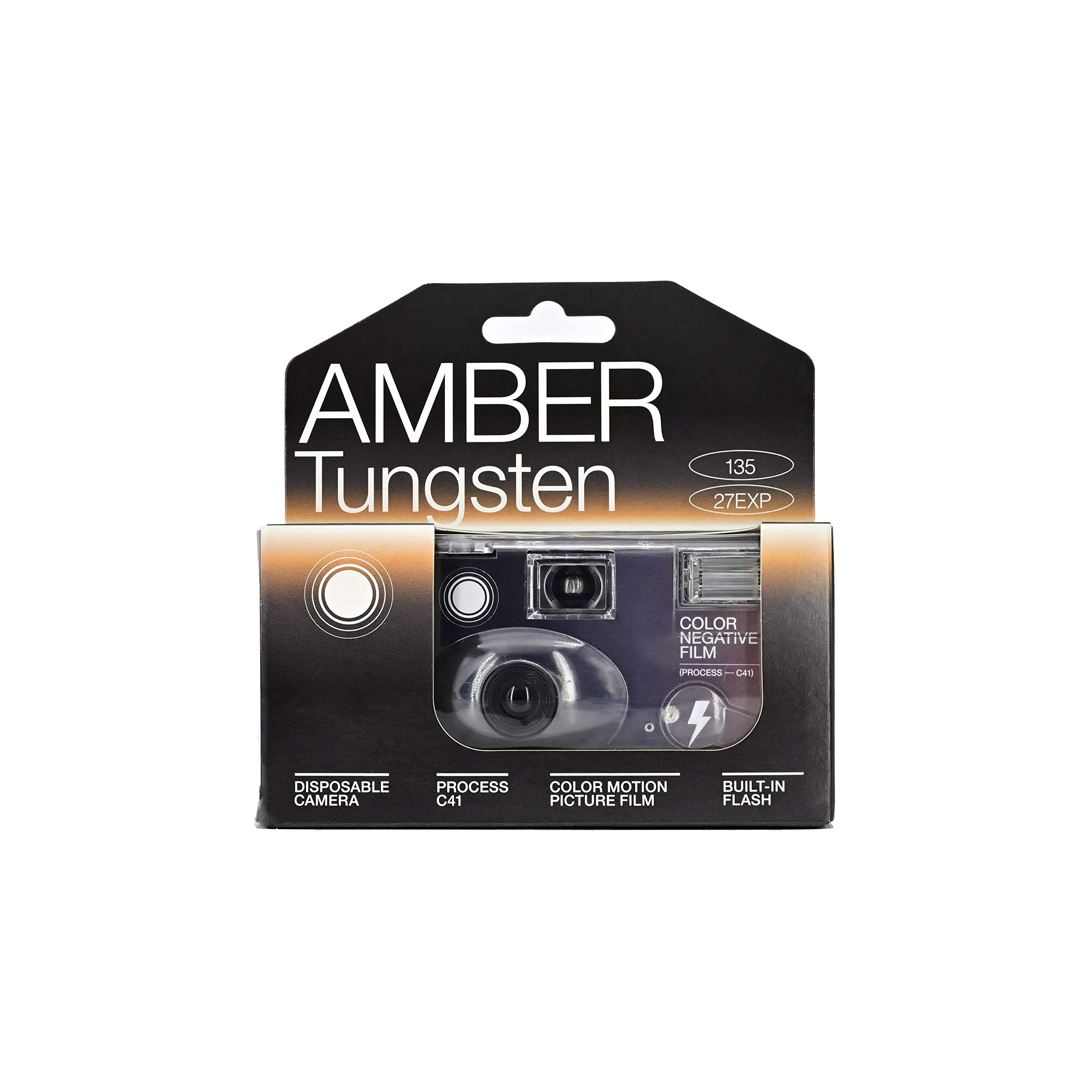 Reto Amber Tungsten 35Mm Disposable Film Camera 27Exp, Color Negative Film, Focus Free, Easy To Use, Built In Flash, Single Use