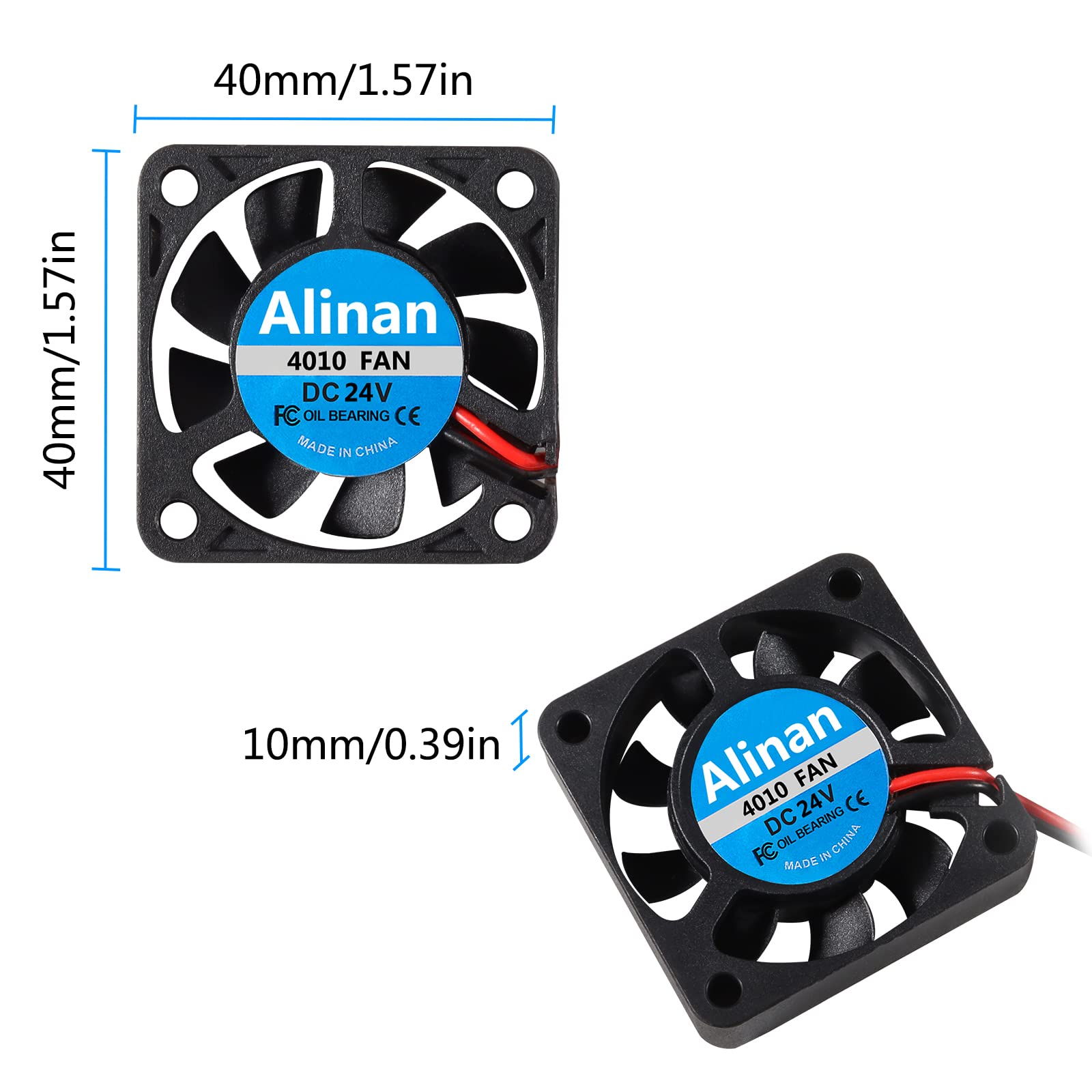 Alinan 6Pcs 4010 24V Sleeve Bearing Brushless Cooling Fan 40 * 40 * 10Mm With 2Pin Terninal 3D Printer Cooling Fan Computer Fan