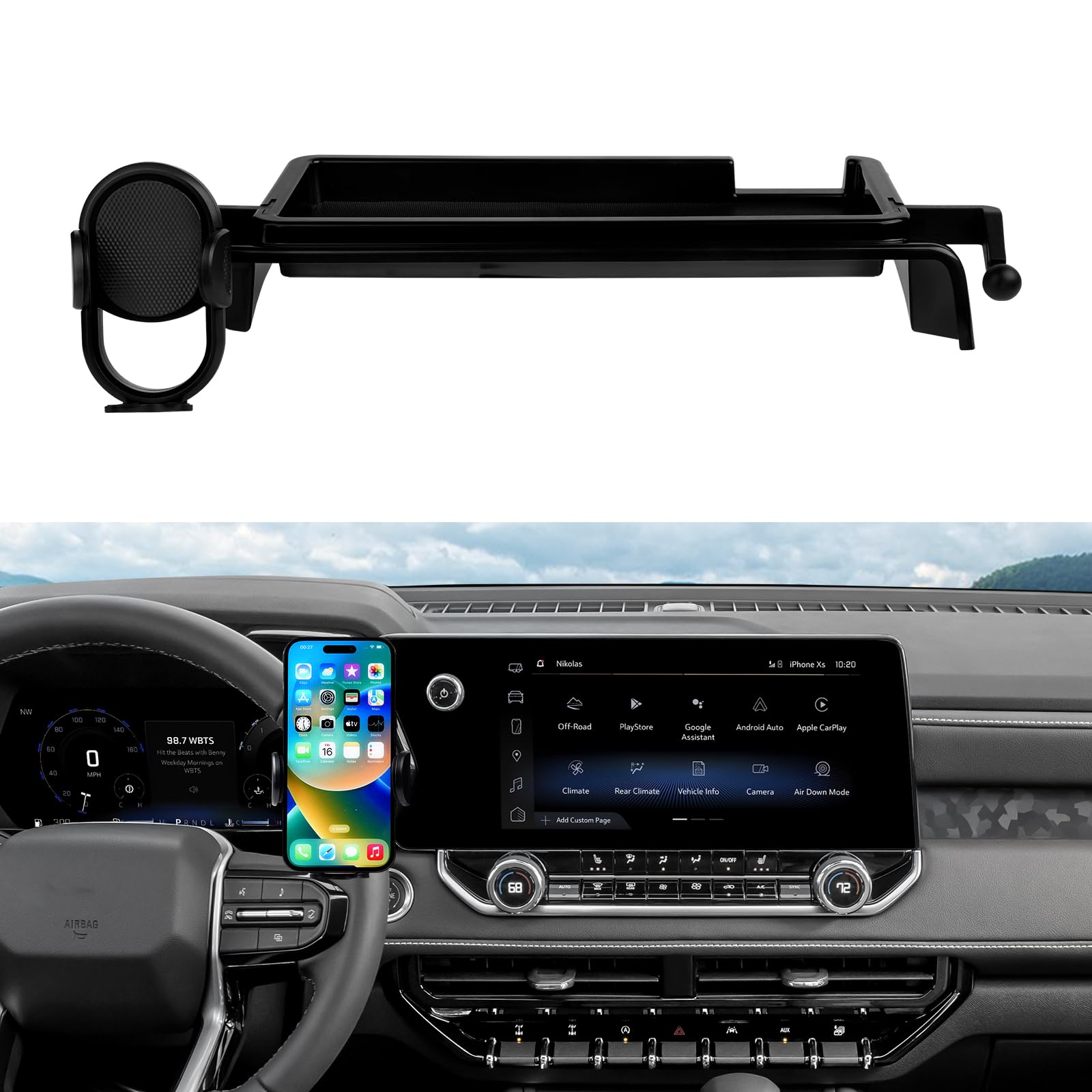 Autorder Car Phone Holder For 2023-2026 Chevy Chevrolet Colorado Accessories 11.3-Inch Cell Phone Mount With Dash Organizer Hand