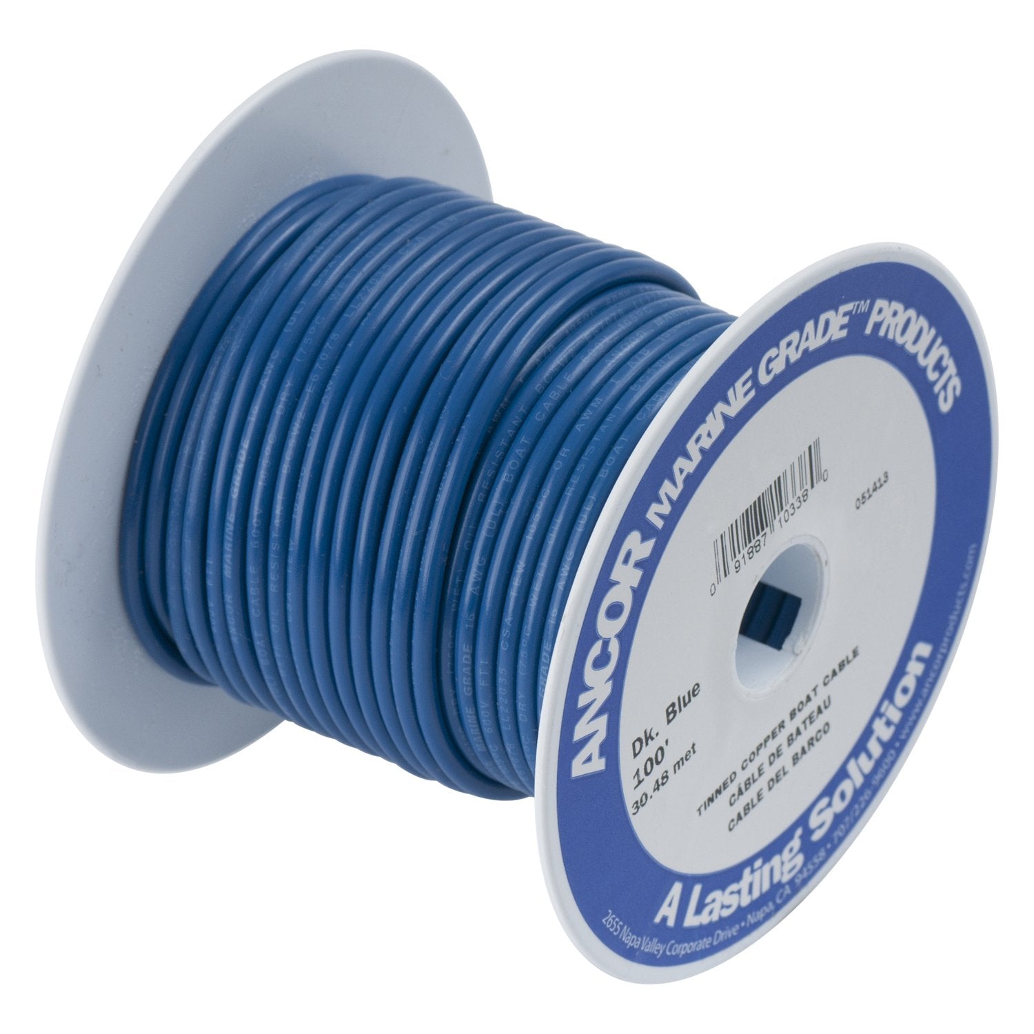 Ancor 102150 Marine Grade Electrical Primary Tinned Copper Boat Wiring (16-Gauge, Dark Blue, 500-Feet),WBHDWB000NUYG2A