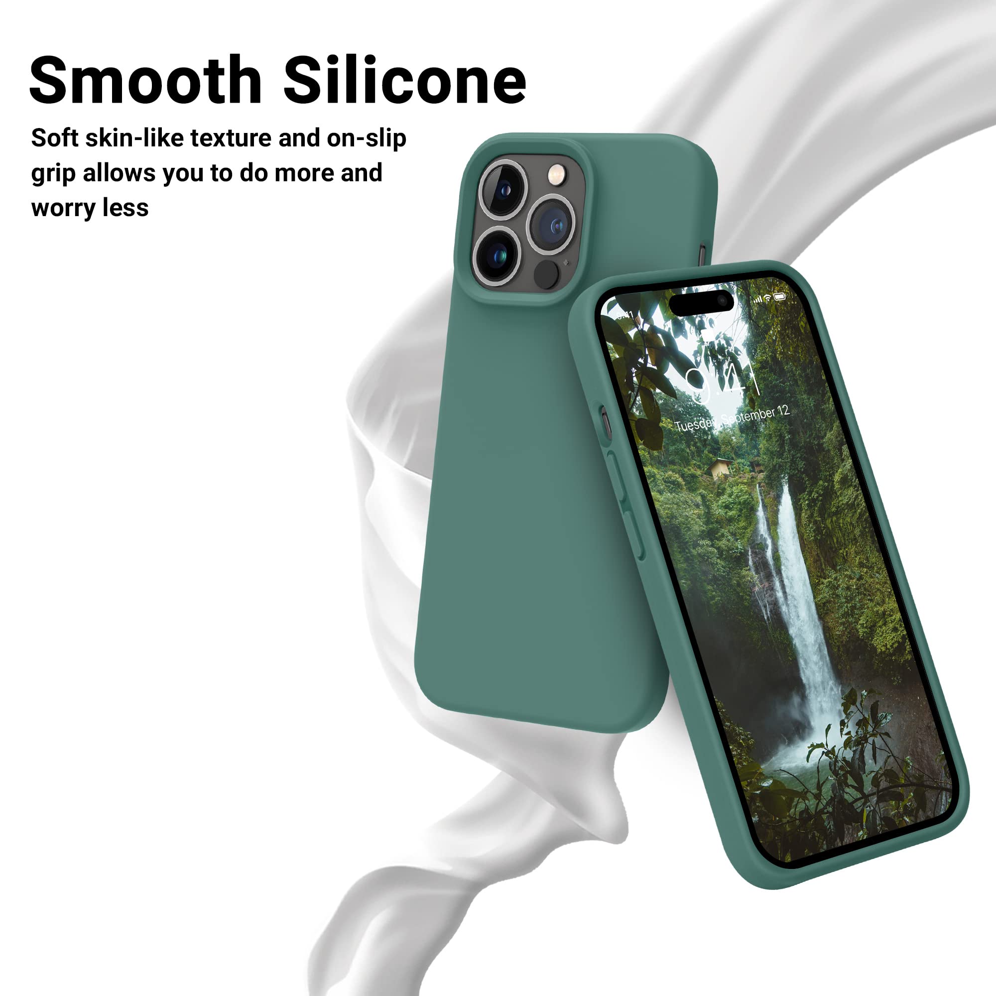 Otofly Designed For Iphone 14 Pro Case, Silicone Shockproof Slim Thin Phone Case For Iphone 14 Pro 6.1 Inch (Pine Green)