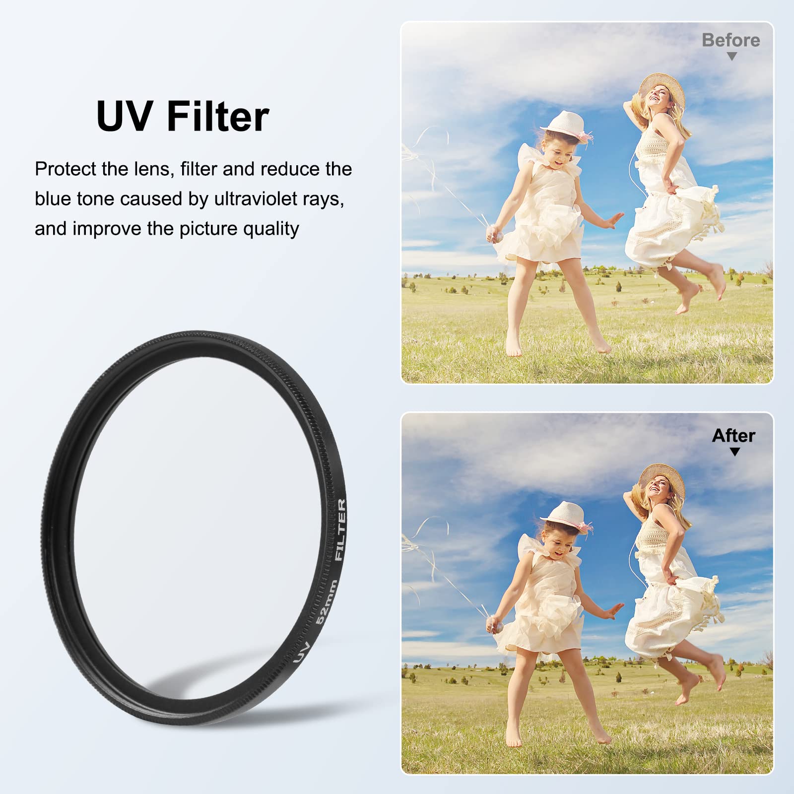 Puluz 52Mm Uv Lens Filter Adapter Ring For Gopro Hero11 Black / Hero11 Black Mini / Hero10 Black / Hero9 Black