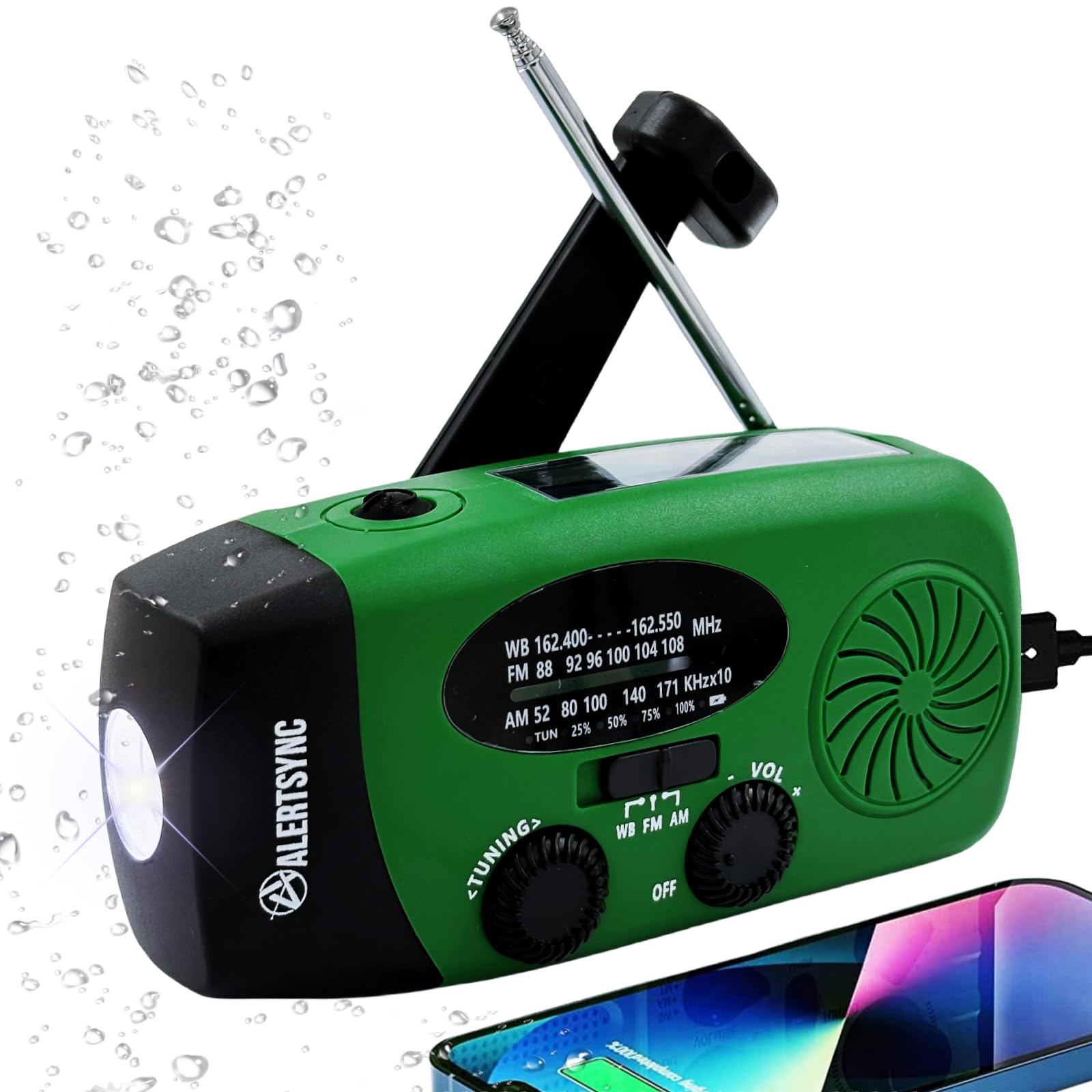 5000mAh Hand Crank Emergency Weather Radio, AM FM NOAA Solar Radio with Led Flashlight and Earphone Jack, Charger for Smartphone