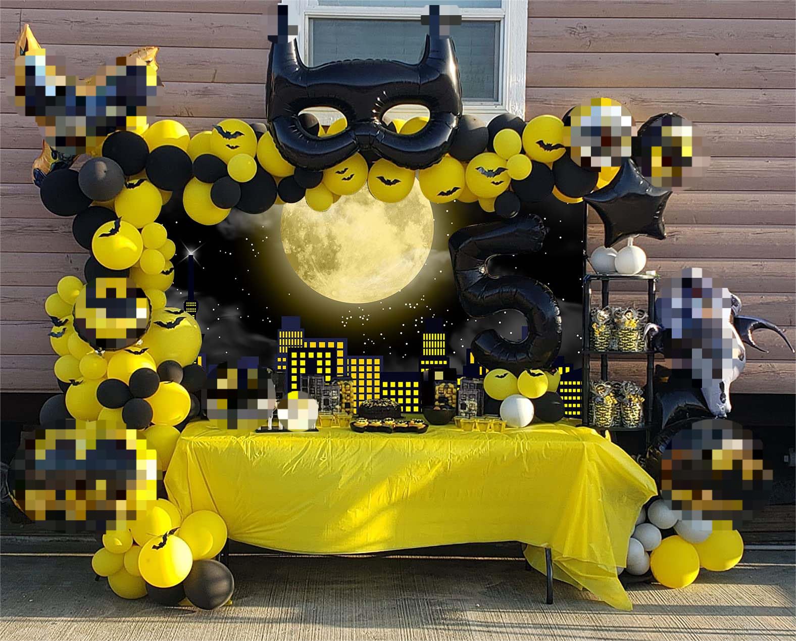 Super City Superhero Backdrop For Photography 7X5Ft Yellow Full Moon Skyline Cityscape Theme Photo Background Baby Shower Boys B