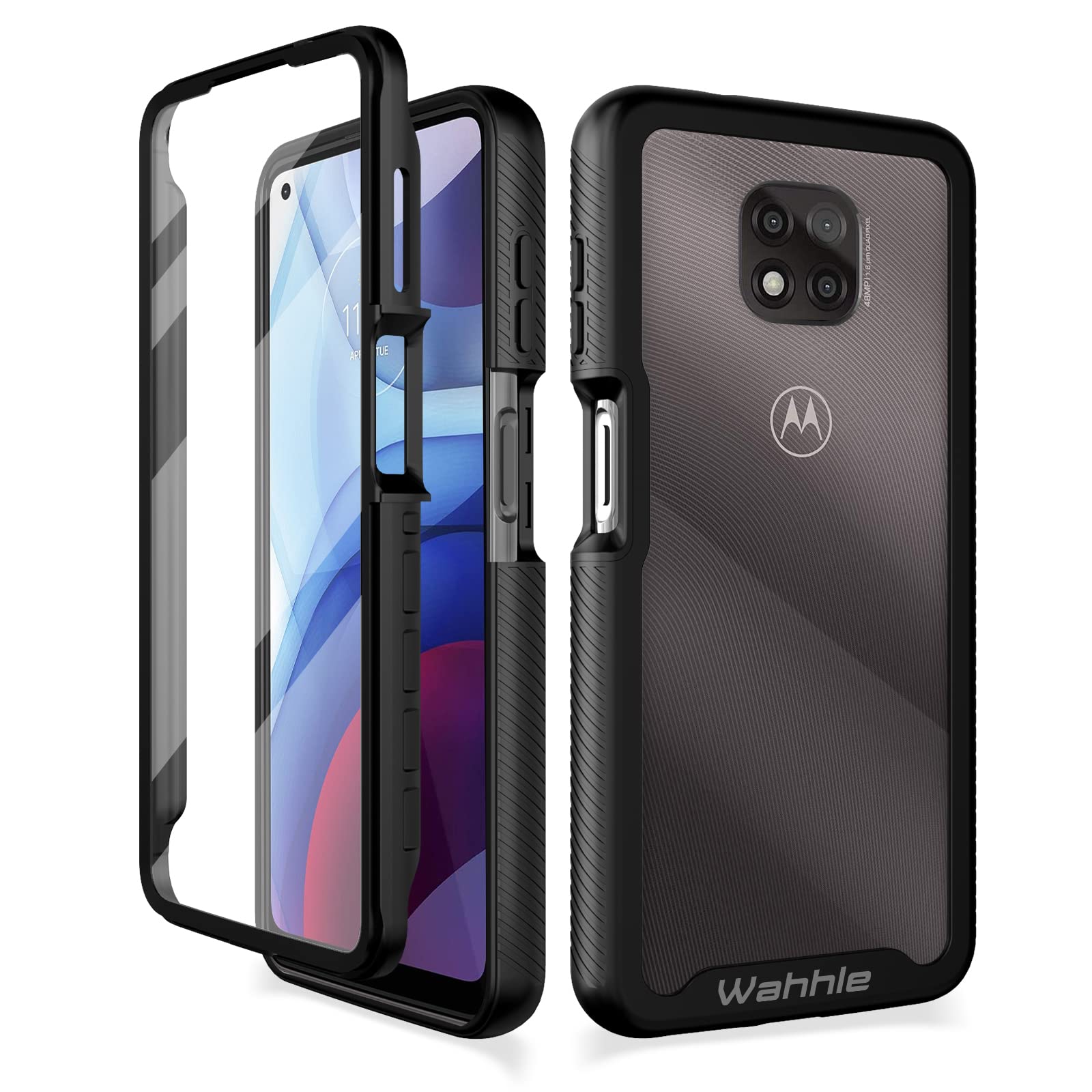 Wahhle Compatible With Moto G Power 2021 Case, Built In Screen Protector Full Body Shockproof Slim Fit Bumper Protective Phone C