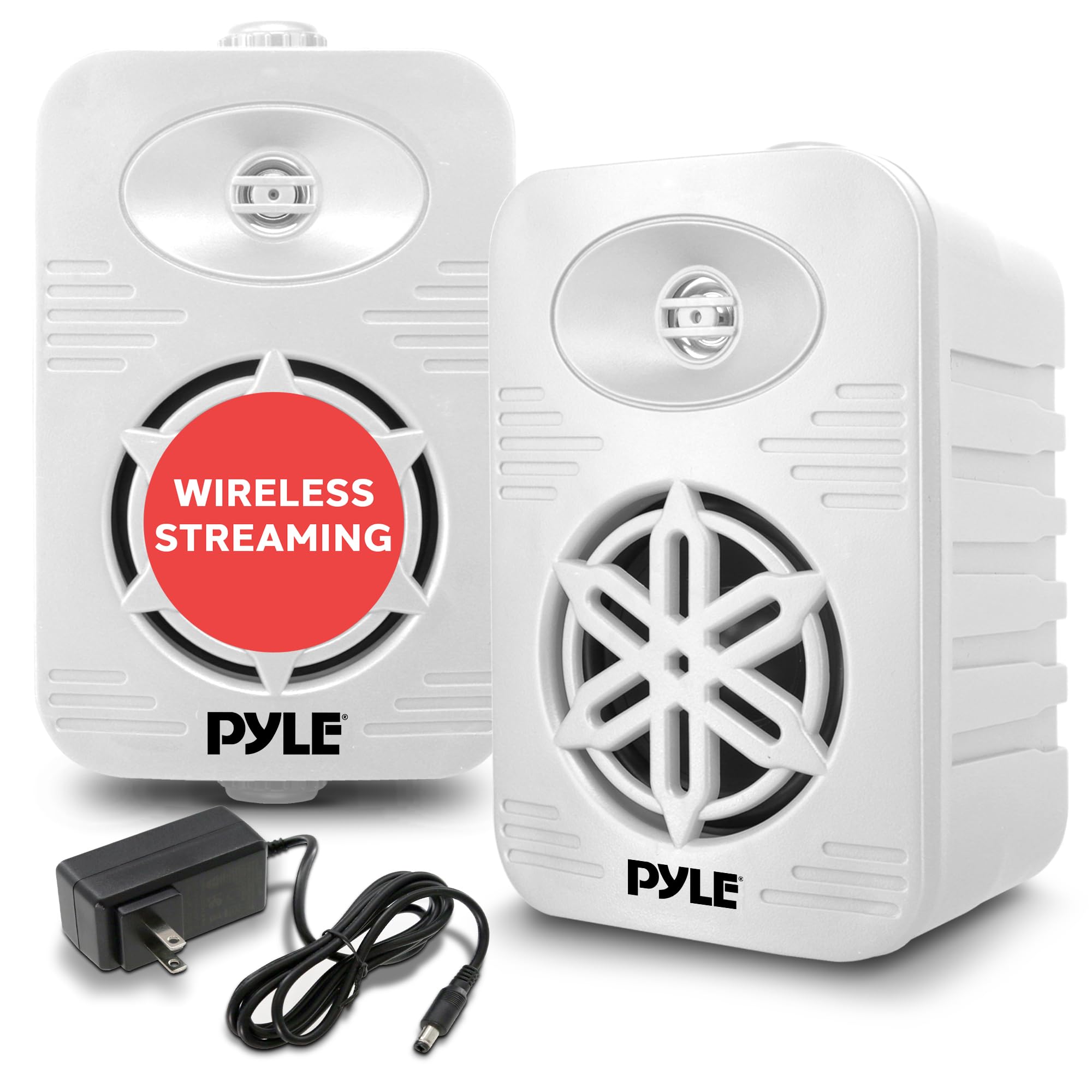 Pyle 4 Bluetooth Speakers, Indoor/Outdoor Waterproof Wireless 2-Way Speaker System with 1/2 Polymer Tweeter, Heavy Duty ABS Cons