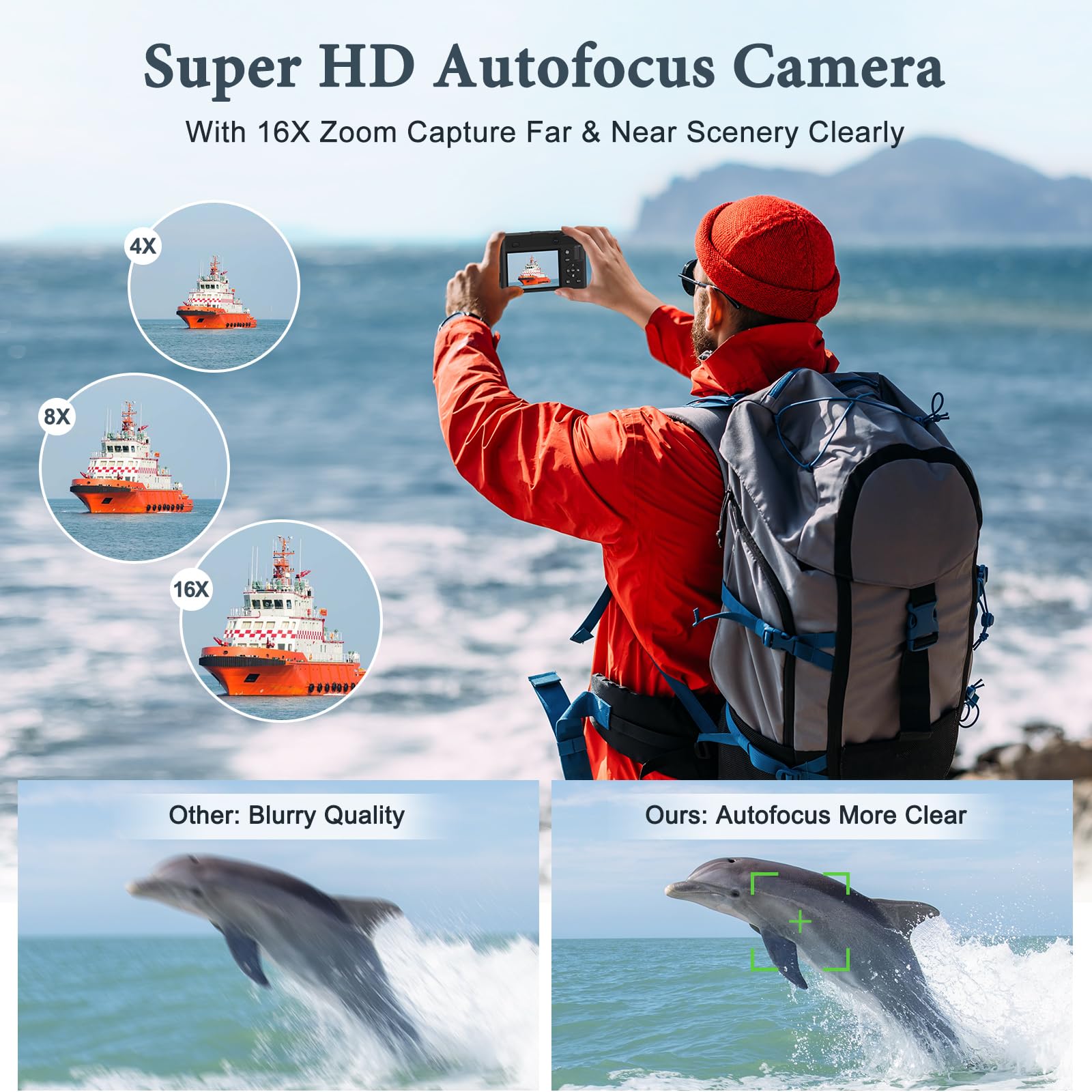 4K Digital Camera, 64Mp Rear And Front Camera For Photography And Video Autofocus Anti Shake, 3'' Selfie Flip Vlogging Camera Wi