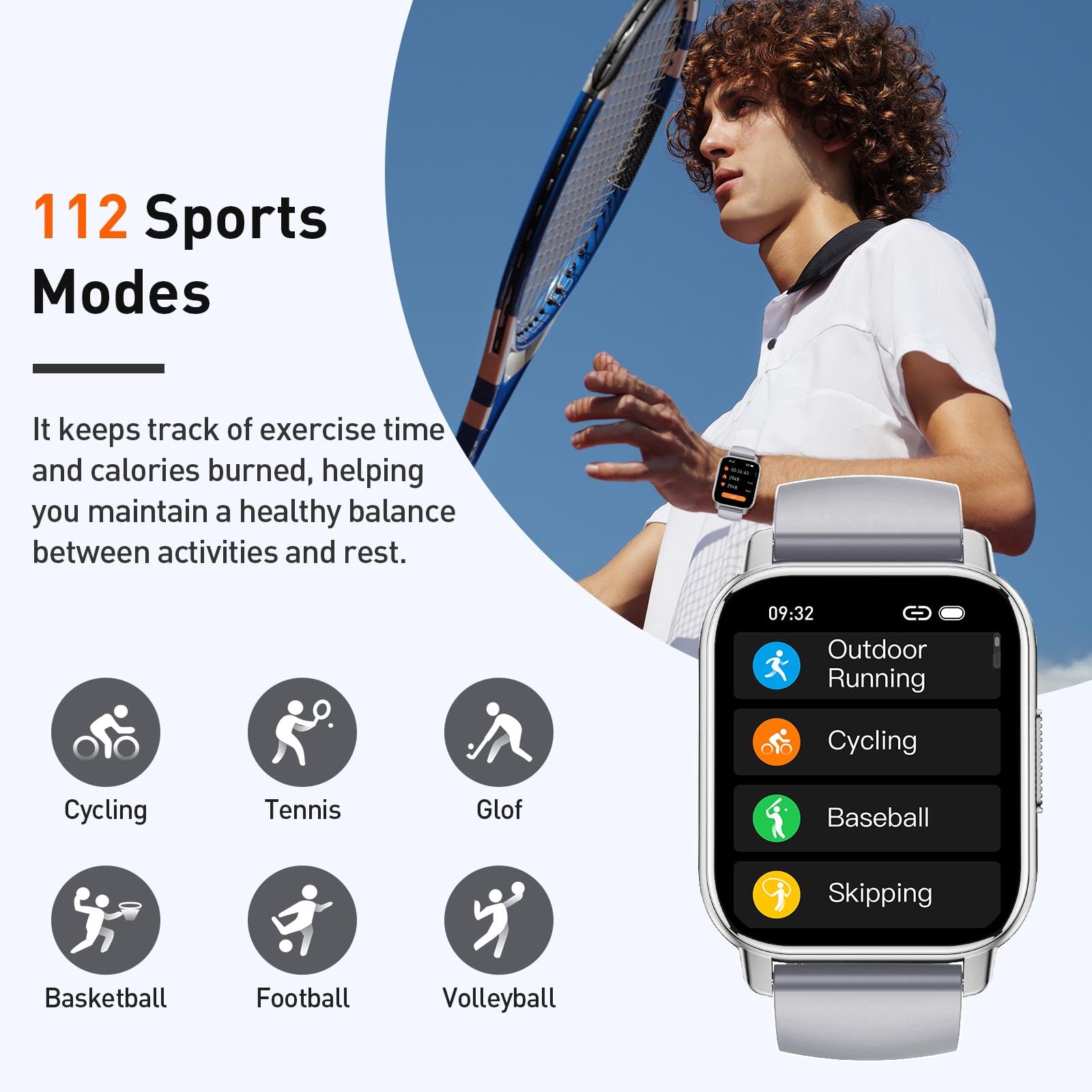 Smart Watch, 1.95 '' Smartwatch For Men Women(Answer/Make Call), Fitness Watch With 110+ Sports Modes/Heart Rate/Pedometer/Sleep