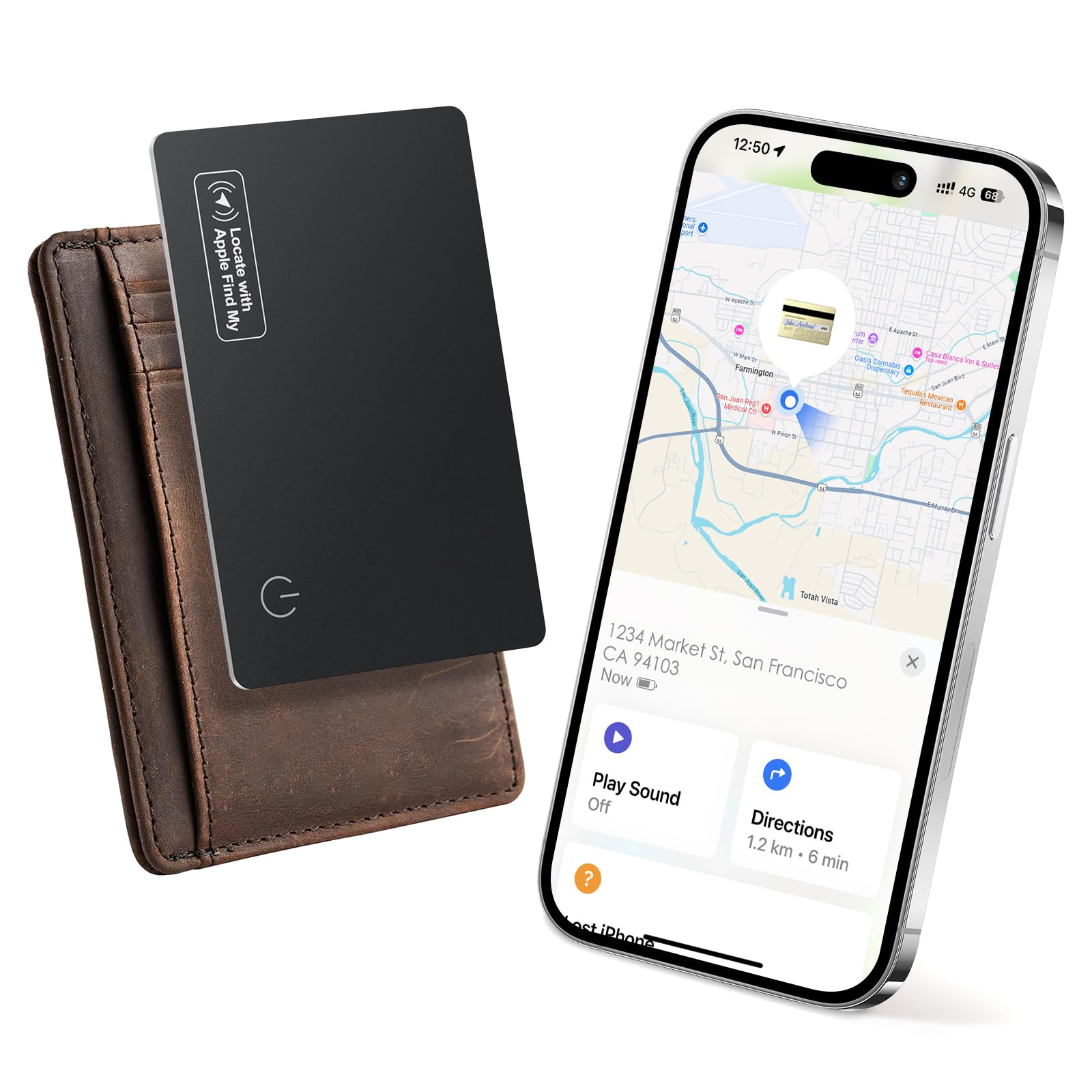 Wallet Tracker Card Air-Tag (iOS Only) - Work with Apple Find My, Bluetooth Tracker Smart Tracking Card Wallet Finder, 0.07in Sl