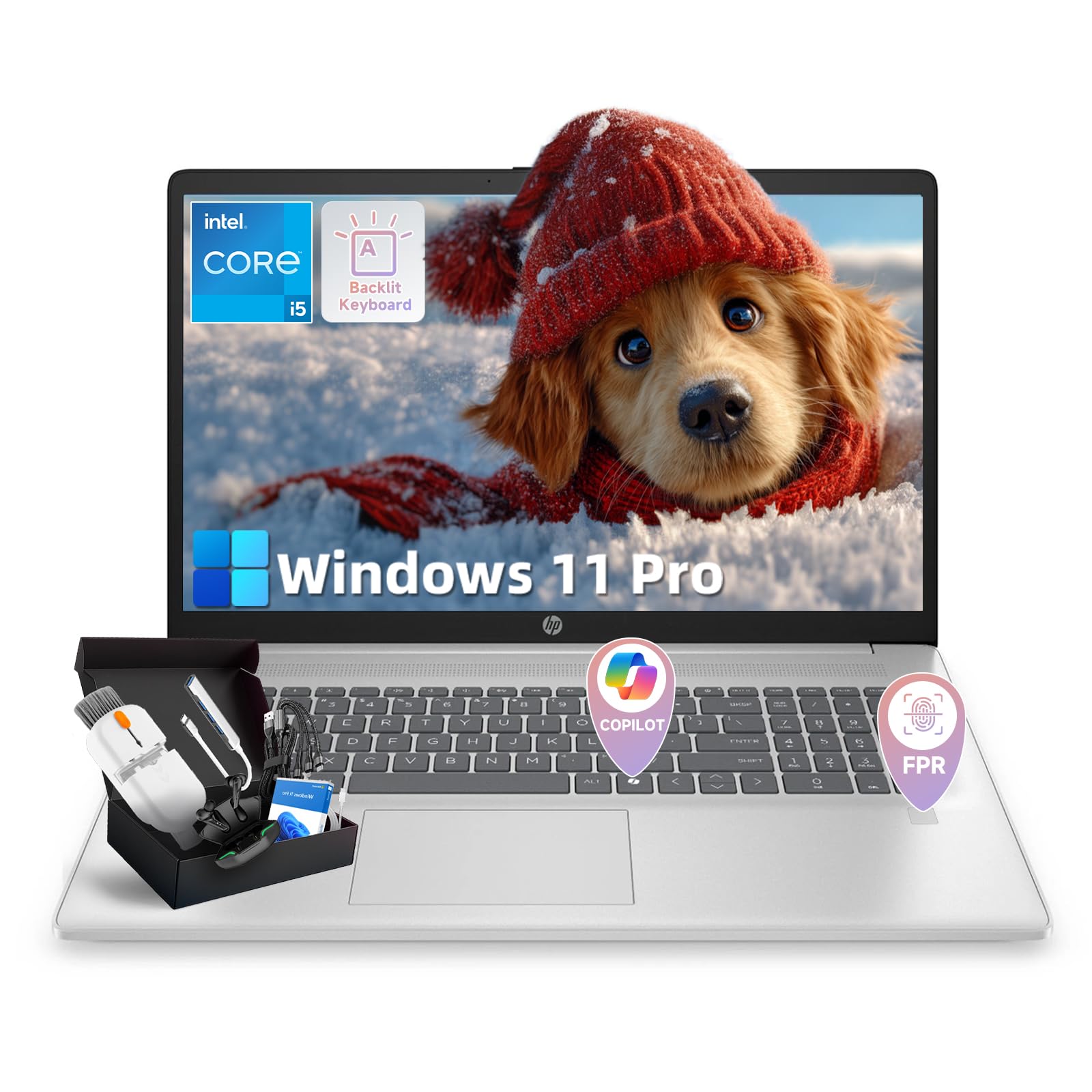 HP 17 Laptop Computer for Business, Intel i5-1334U(Up to 4.6 GHz), 17.3 HD+ Display, 64GB RAM, 2TB SSD Backlit KB, Fingerprint R