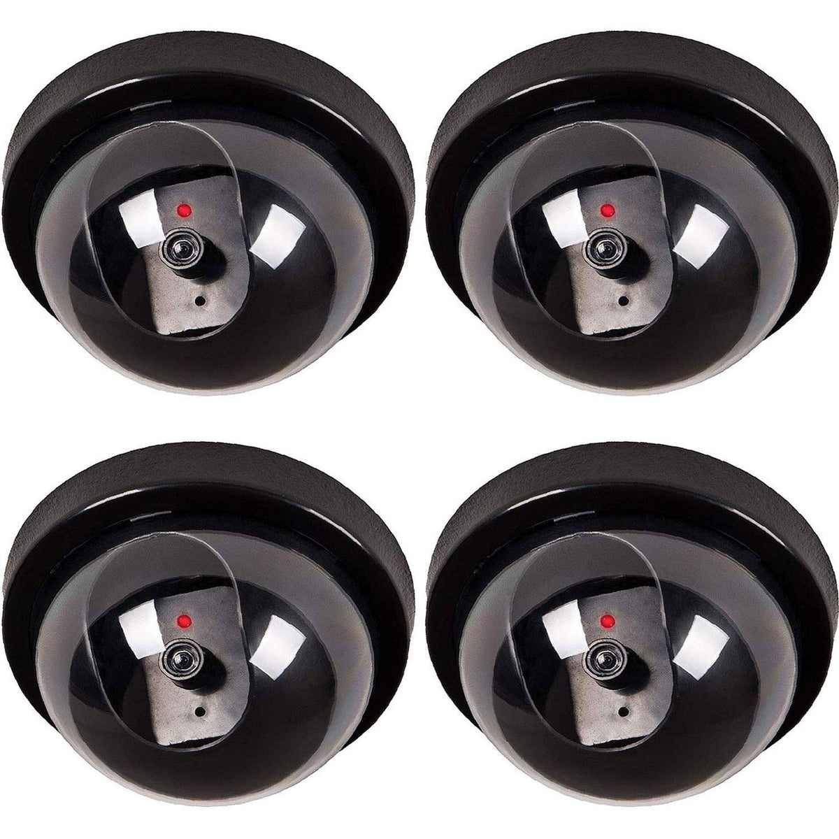 Wali Dummy Fake Security Cctv Dome Camera With Flashing Red Led Light With Security Alert Sticker Decals (Sd-4), 4 Packs, Black