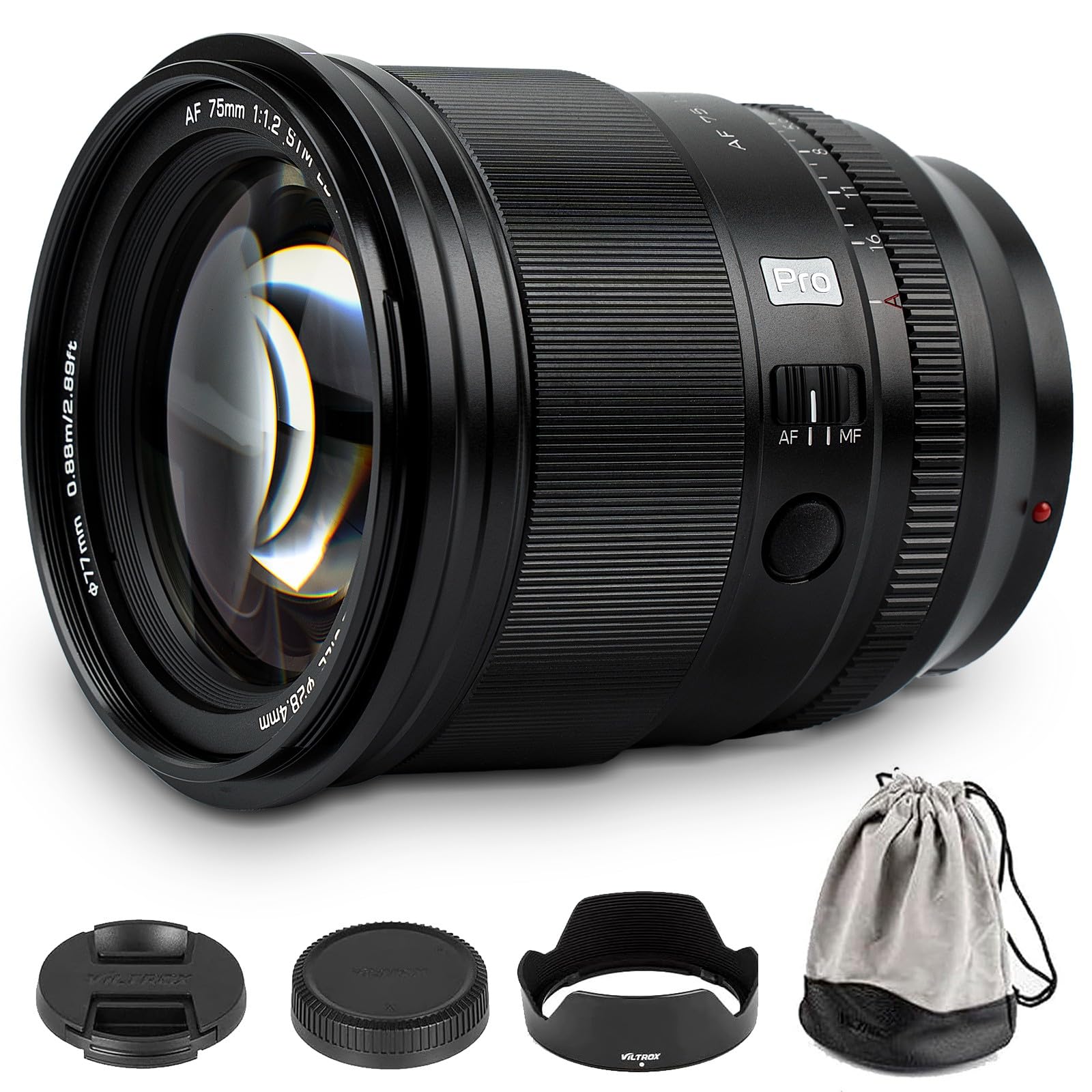 VILTROX 75mm f/1.2 F1.2 Pro E-Mount Ultra Wide Angle Autofocus APS-C Prime Lens for Sony E-Mount Camera A6600 A6500 A6300 A6000 