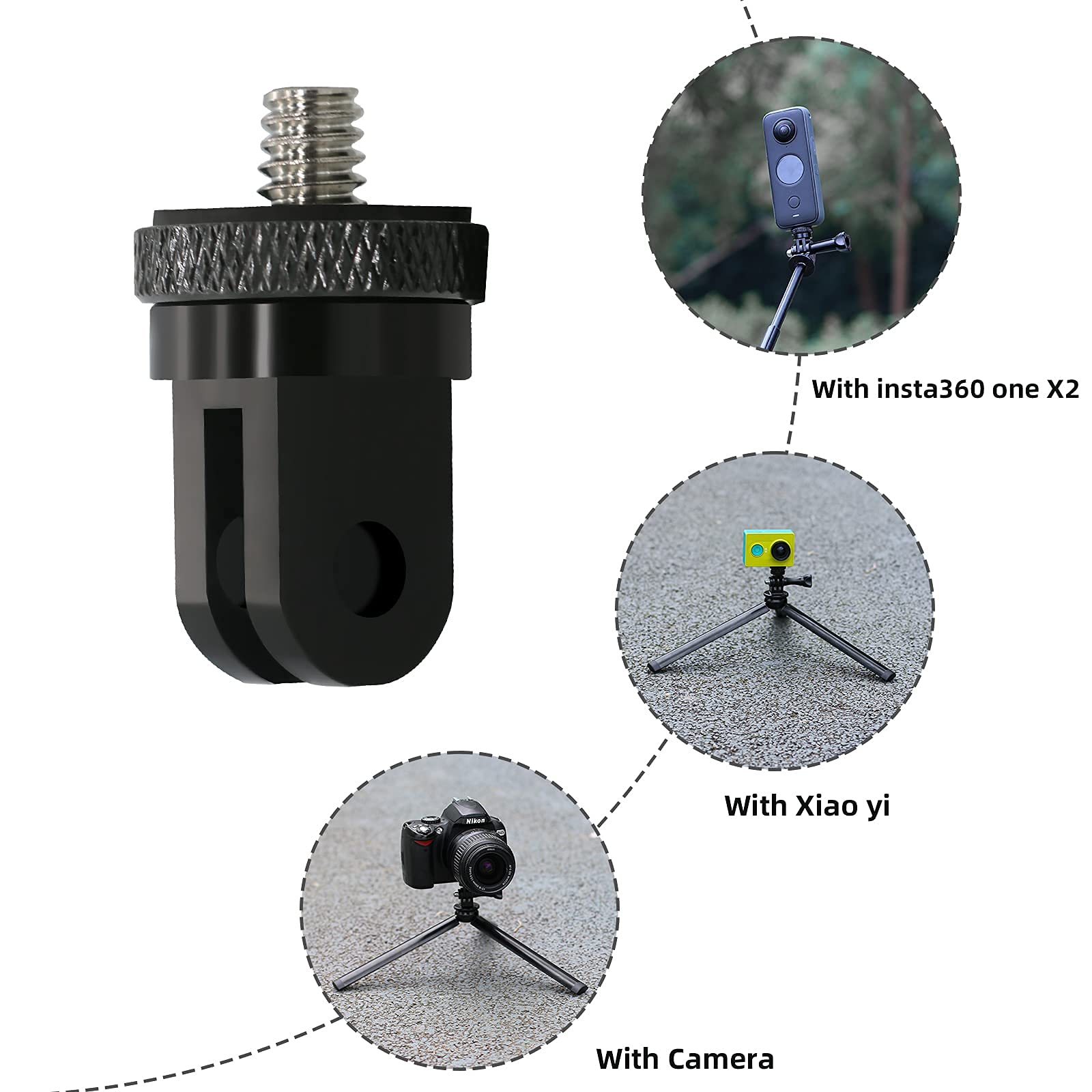 1/4 Inch Aluminum Metal Camera Mount Adapter, Conversion Camera Tripod Mount Compatible With Gopro Hero 13/12/11/10/9/8 Black,Other Action Cameras And Other Standard 1/4 Accessories(2 Packs)