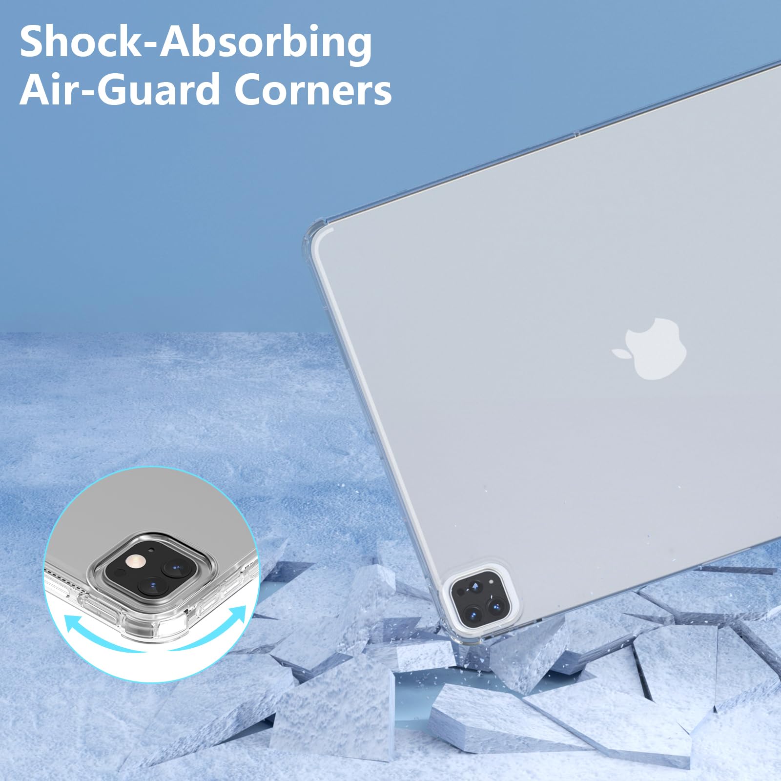 Bamcoo Case For 12.9 Ipad Pro, 12.9 Inch Ipad Pro Case (2022 2020, 6Th/5Th/4Th Gen), Classic Clear Tablet Cover, Shockproof Tpu