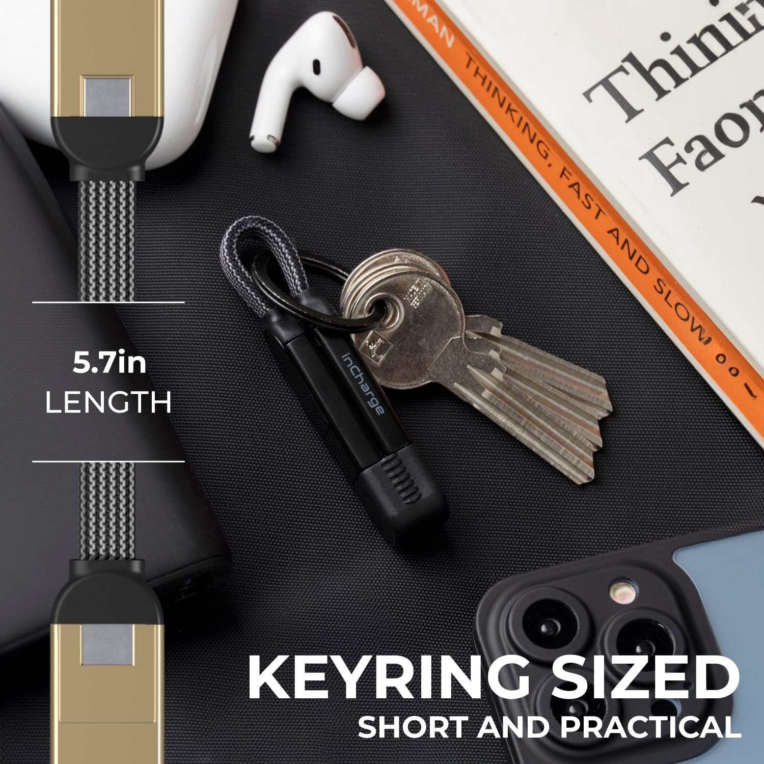 Rolling Square Incharge X, Multi Charging Cable, Portable Keychain Charger Cable, 6-In-1 With 100W Ultra-Fast Charging Power, Sa