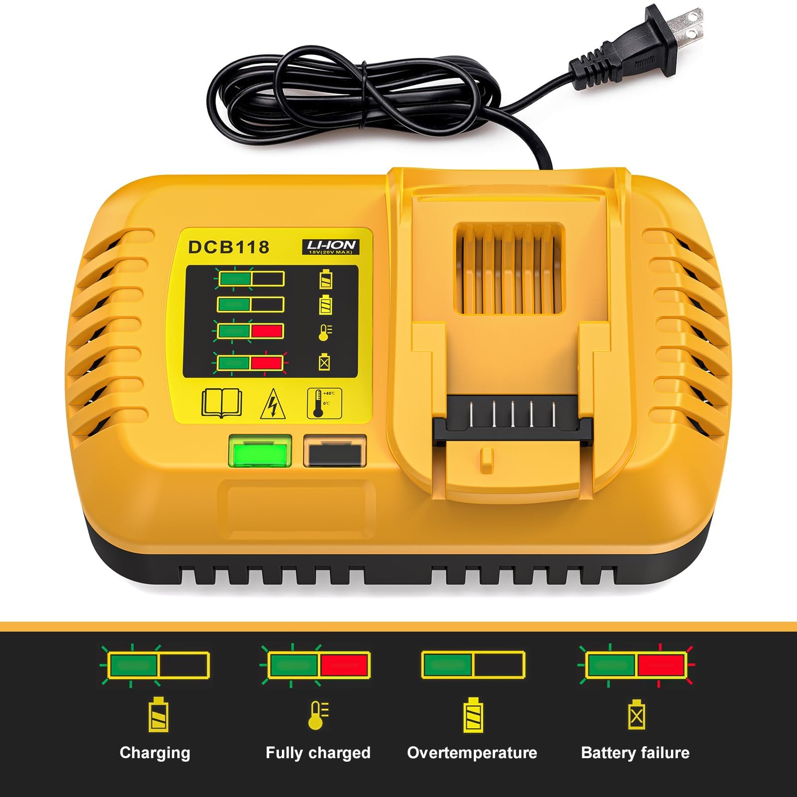 Dcb118 For Dewalt Battery Charger, Replace For Dewalt 20V Max And 60V Max Rapid Charge, Compatible With All 20V Max* And 60V Max