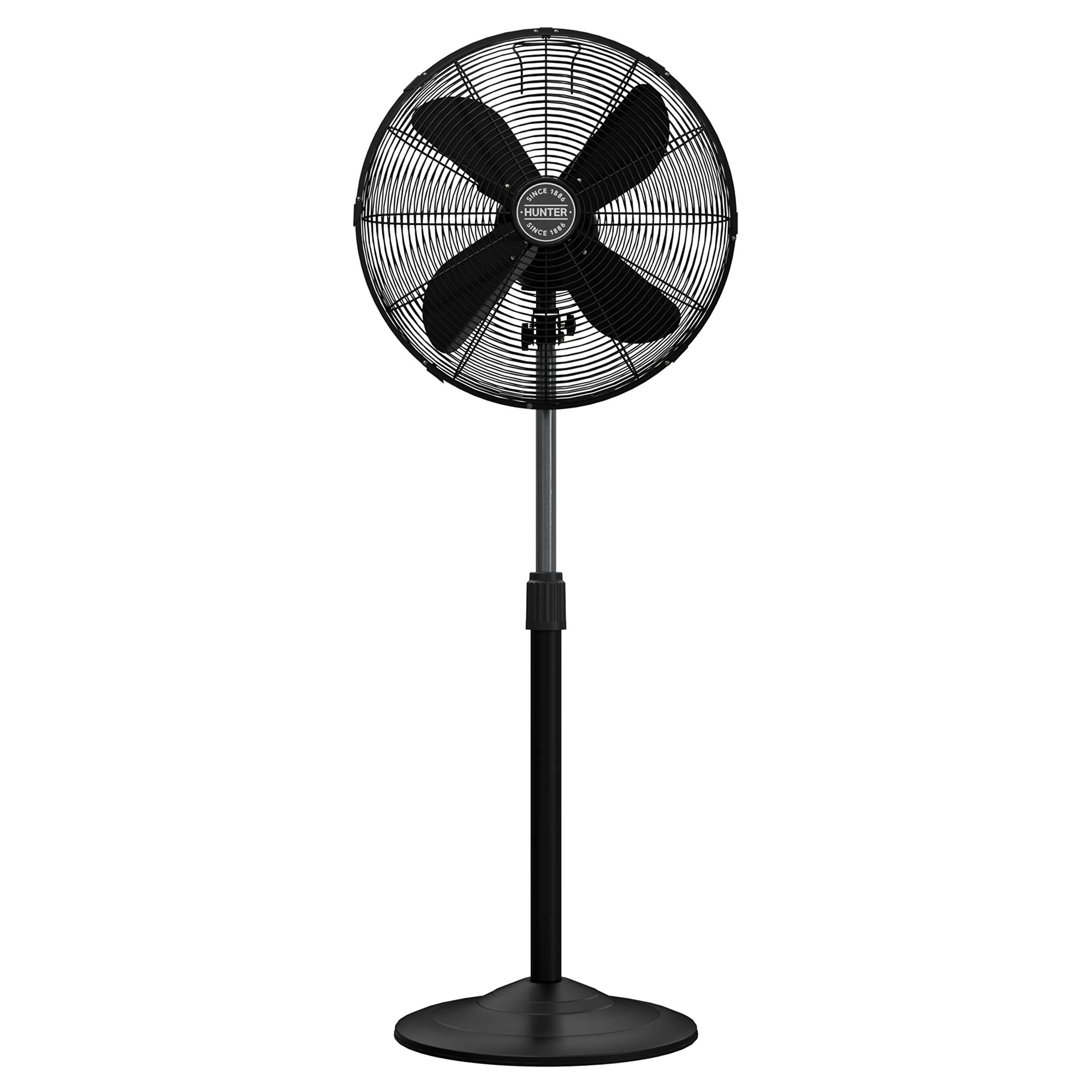Hunter Classic S16 Oscillating Standing Fan Adjustable Height 16 Inch, 3 Speeds, Matte Black, 97316