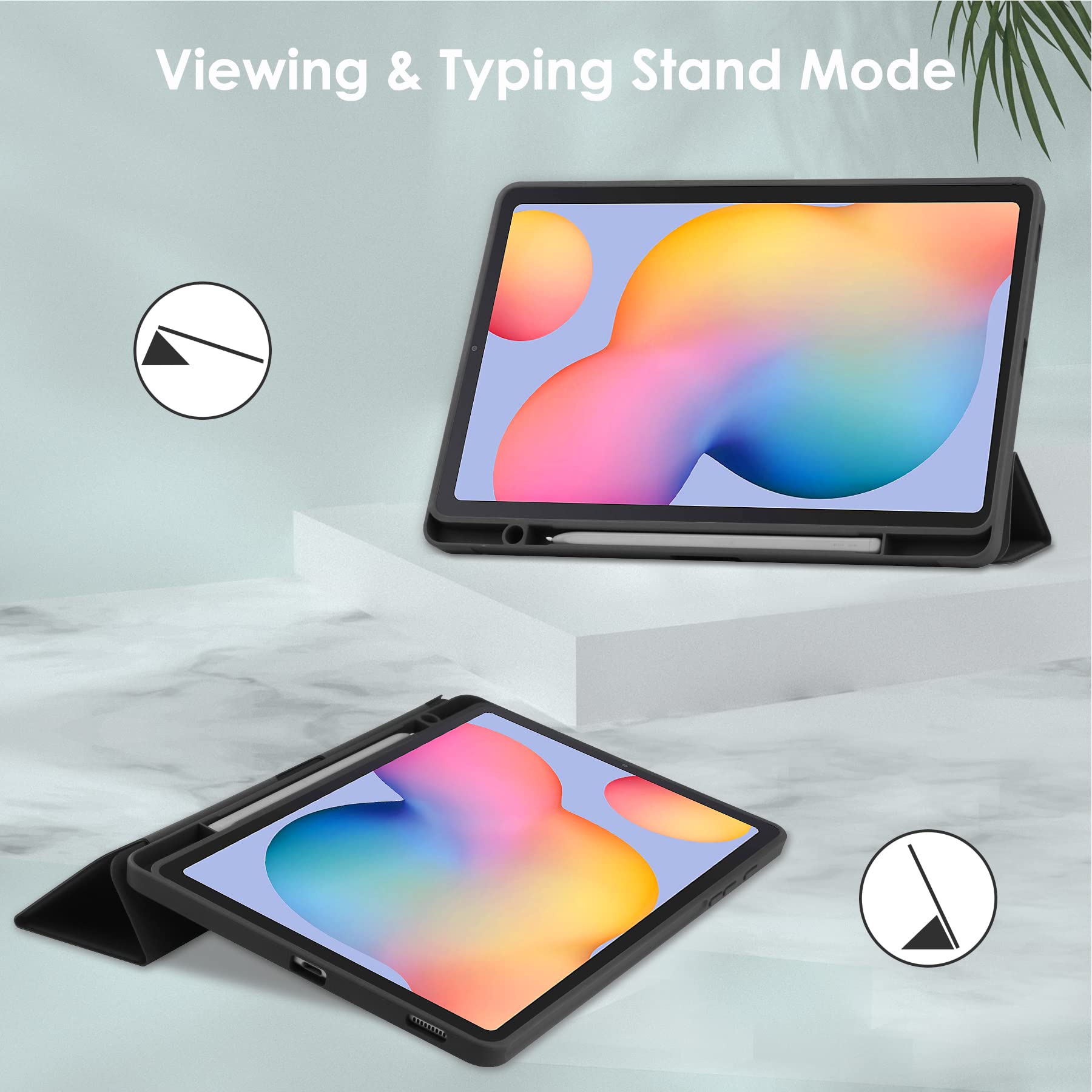 Kuroko Galaxy Tab S6 Lite 10.4 2022/2020/2024 Sleep Case With Pen Holder Ultra Slim Lightweight Shockproof Cover With Clear Tran