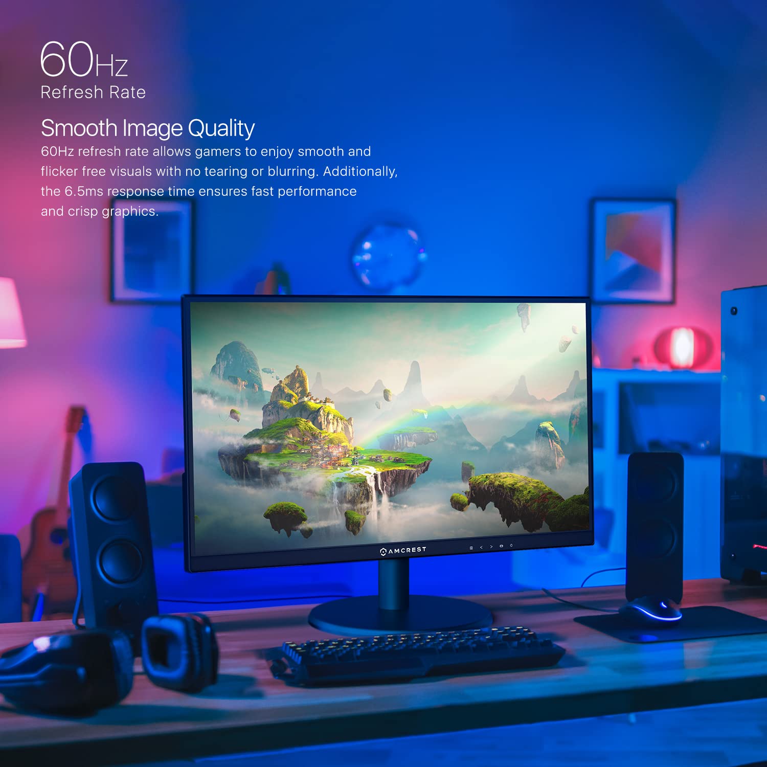 Amcrest 24/7 Surveillance Video Monitor Screen, 22 Inch Pc Computer Nvr/Dvr Monitor, 1080P Fhd 60Hz With Hdmi Vga, Micro Bezel D