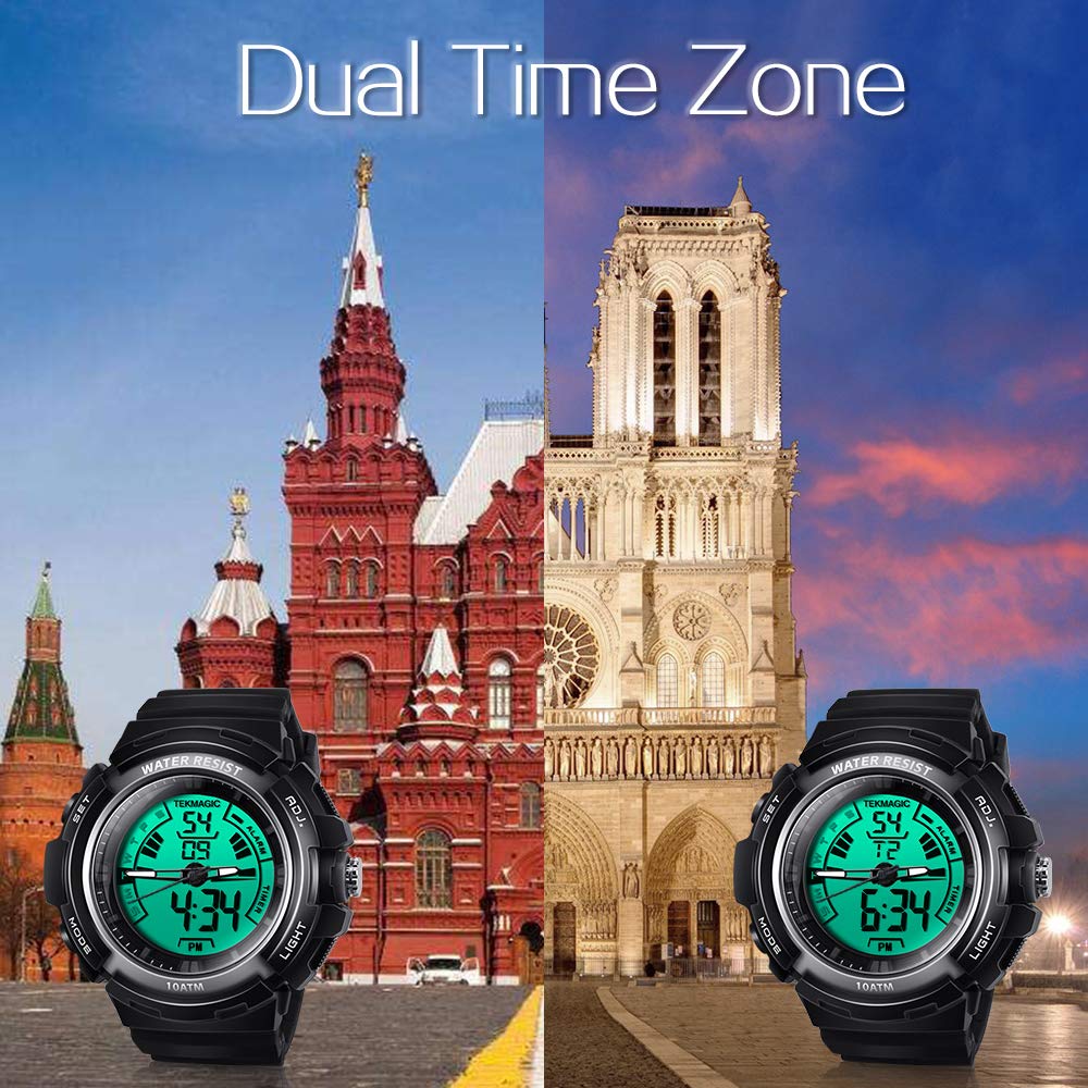 Tekmagic 10Atm Waterproof Digital Scuba Diving Watch 100M Underwater For Swimming And Running With Stopwatch And Luminous Lcd Di