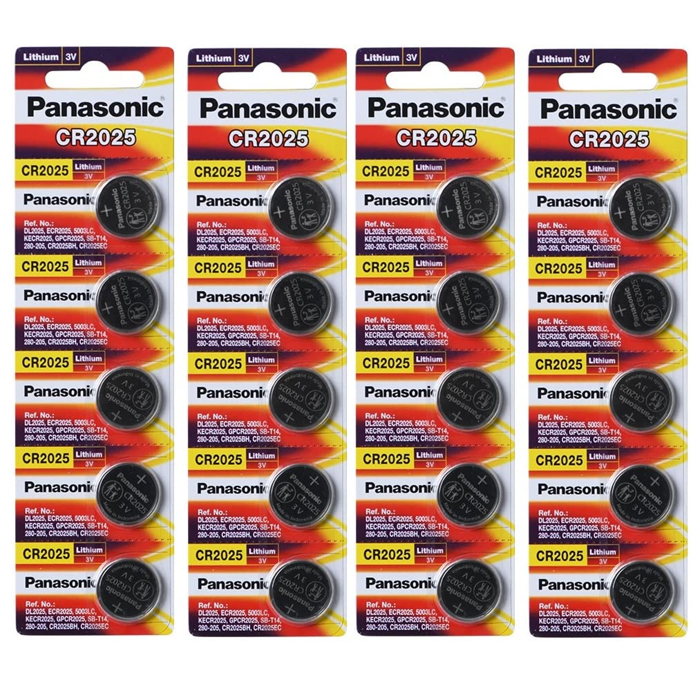 Panasonic CR2025 3 Volt Lithium Coin Battery (4 Packs of 5)
