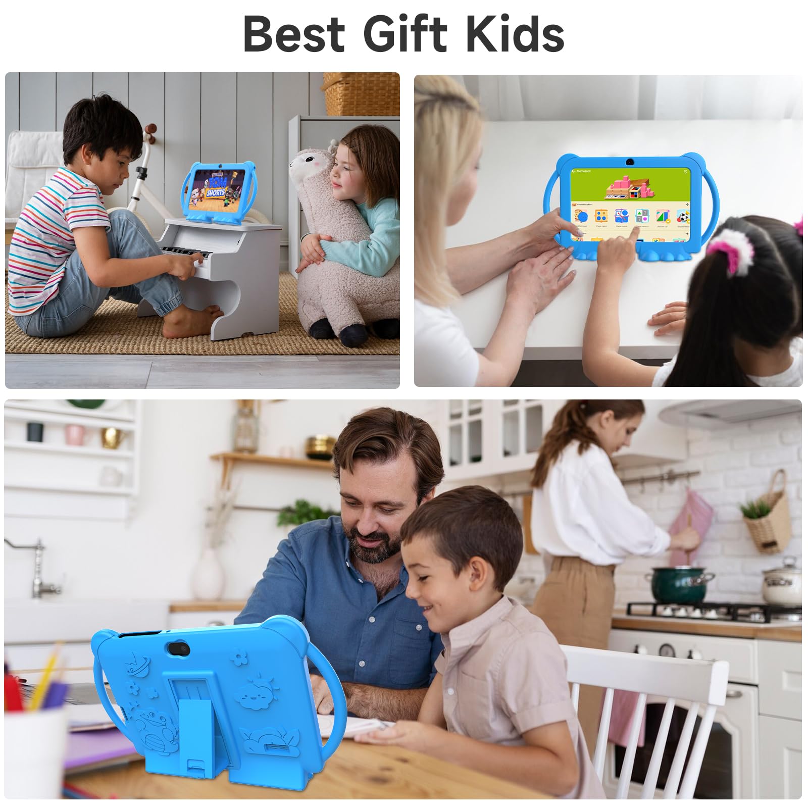 Peicheng Kids Tablet 7 Inch Android 12.0 For Toddler, 4Gb Ram 32Gb Rom Bluetooth Ips Screen Parental Control Dual Camera Shockpr