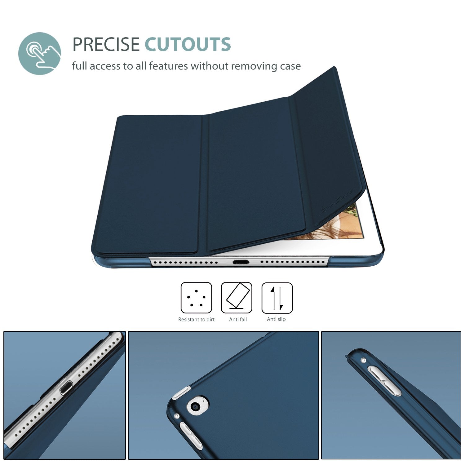 Procase Smart Case For Ipad Mini 4 2015(Model: A1538 A1550), Ultra Slim Lightweight Stand Case With Translucent Frosted Back Sma