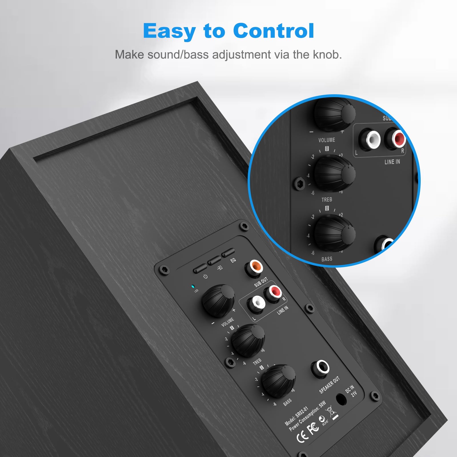 Bookshelf Speakers, Bestisan Powered Bookshelf Speakers, Bluetooth 5.0 Bookshelf Speakers With Bass Adjustable, 4 Inch Speakers