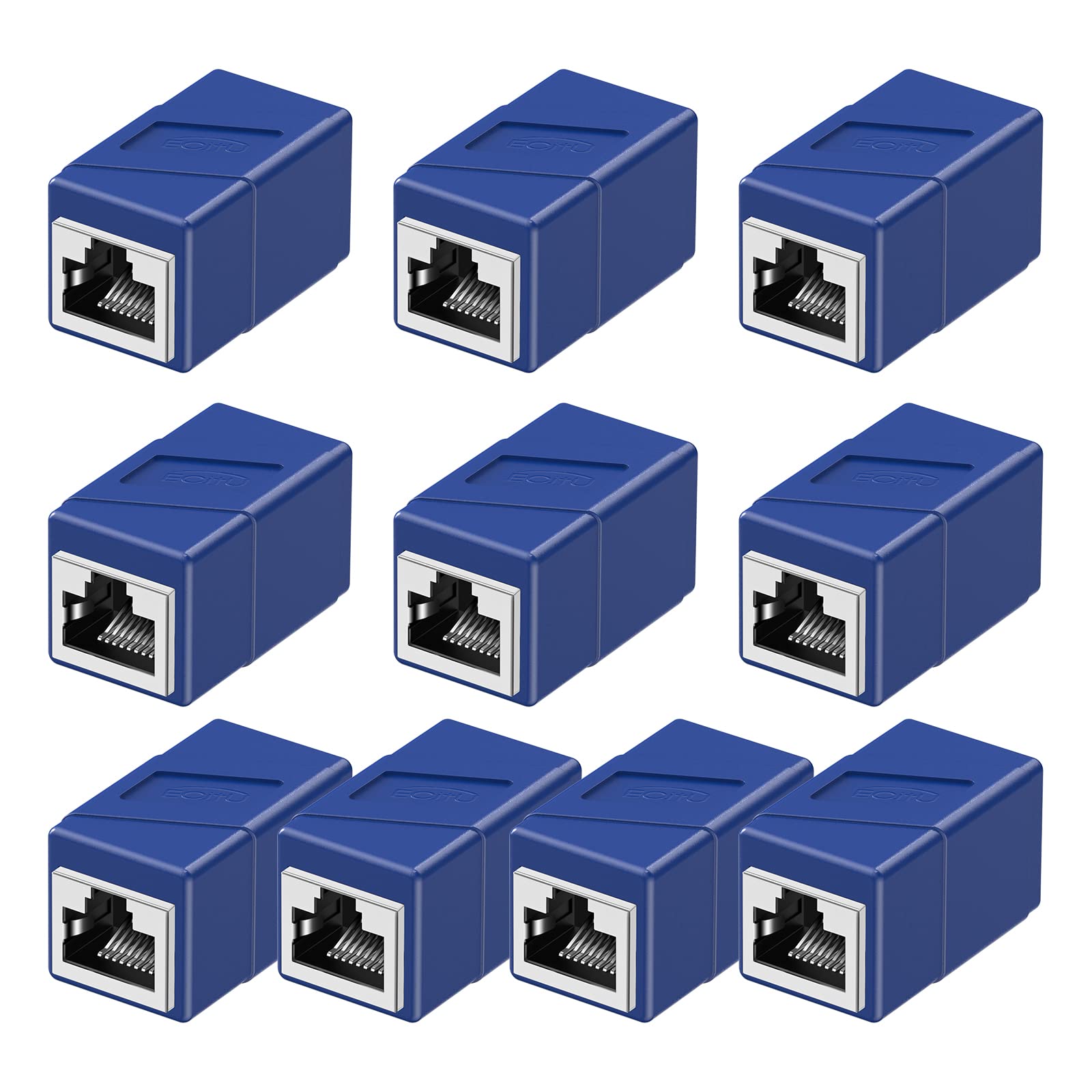 Rj45 Coupler, 10 Pack Ethernet Adapters Female To Female, Ethernet Cable Extender Adapter, 8 Pin Modular Straight Through, Network Connectors For Cat8/Cat7/Cat6/Cat6A/Cat5E/Cat5 Ethernet Cable(Blue)