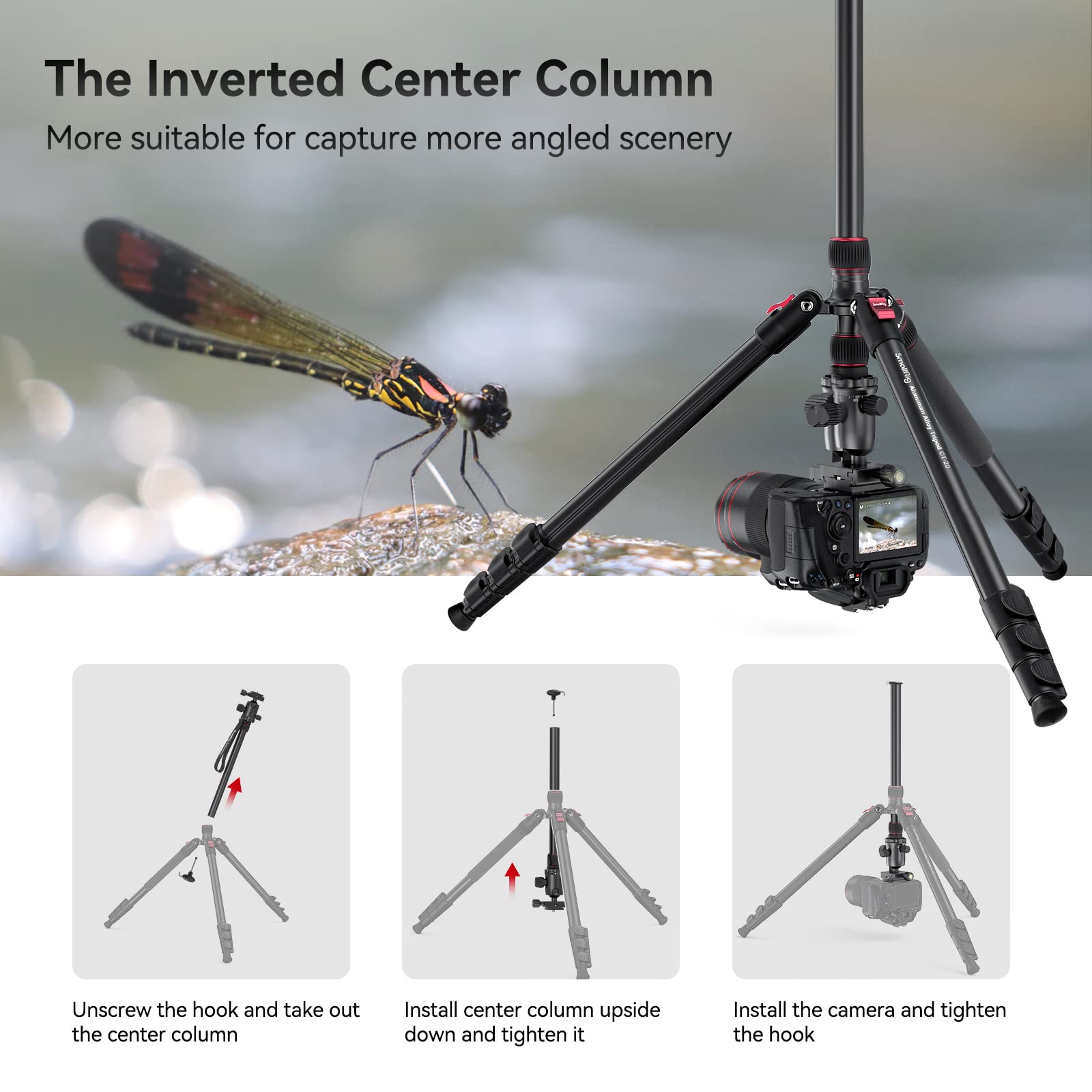 Smallrig Ct 20 Camera Tripod, 78.7'' Foldable Aluminum Tripod & Monopod, 360Ball Head Detachable And Quick Release Plate, Payloa