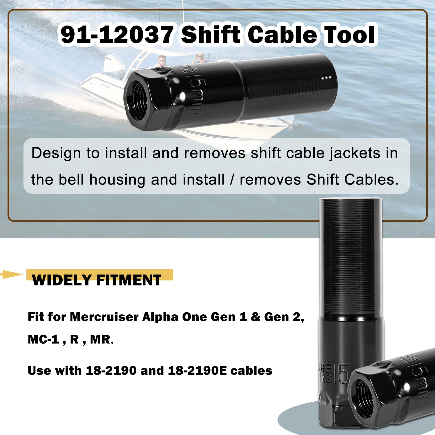 Yoursme Shift Cable Tool Socket For Mercruiser Alpha One Gen I Gen Ii, Mc-1, R, Mr Replace 91-12037 90110 18-9806E