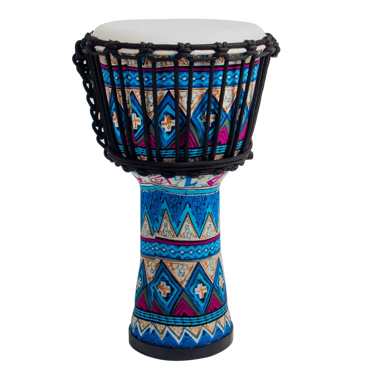 Lotmusic African Djembe Drum, Standard 8'' Blue Cloth Stitched Congo Drum, Professional Bongo Drum With Goatskin Drumhead