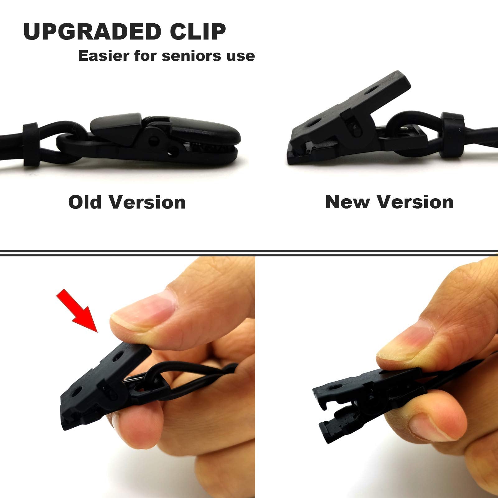 Bocoko 2 Pieces Hearing Aid Clip Anti Lost Lanyard Bte Protector For Adults Seniors And Kids(Black)