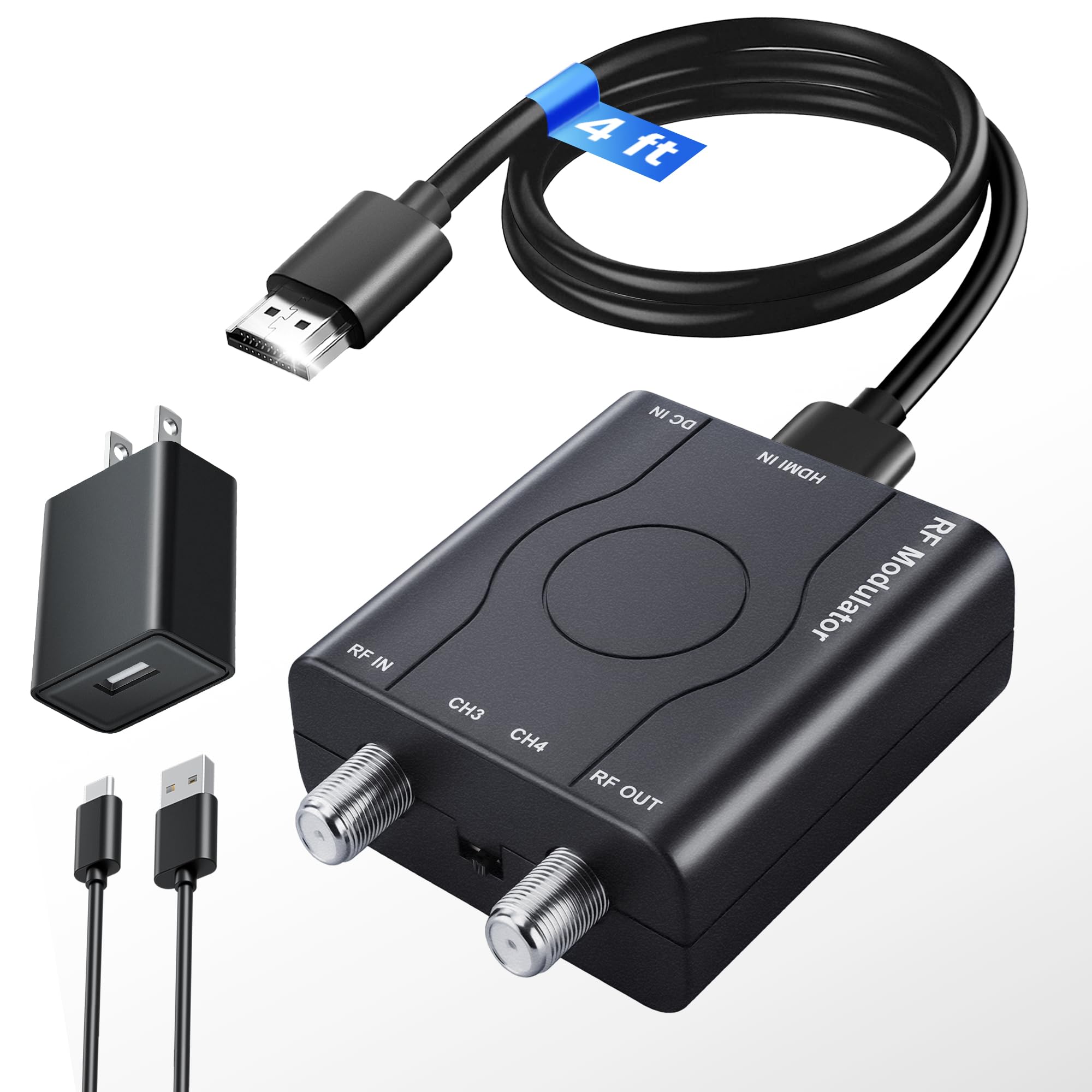 kurtmark HDMI to RF Modulator for TV with HDMI Cable and Power Adapter