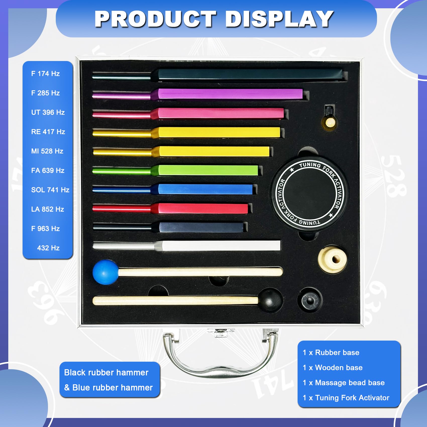 Tenfly Solfeggio Tuning Fork Set   10 Tuning Forks For Body Relaxation, Yoga Meditation, Sound Therapy, Stress Relief, Chakra He