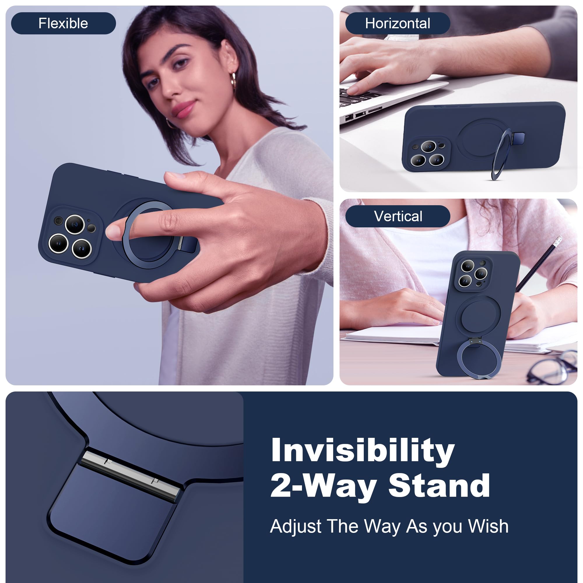 Skylmw Designed For Iphone 14 Pro Max Case With Magnetic Invisible Stand Compatible With Mag Safe Military Drop Tested Shockproo