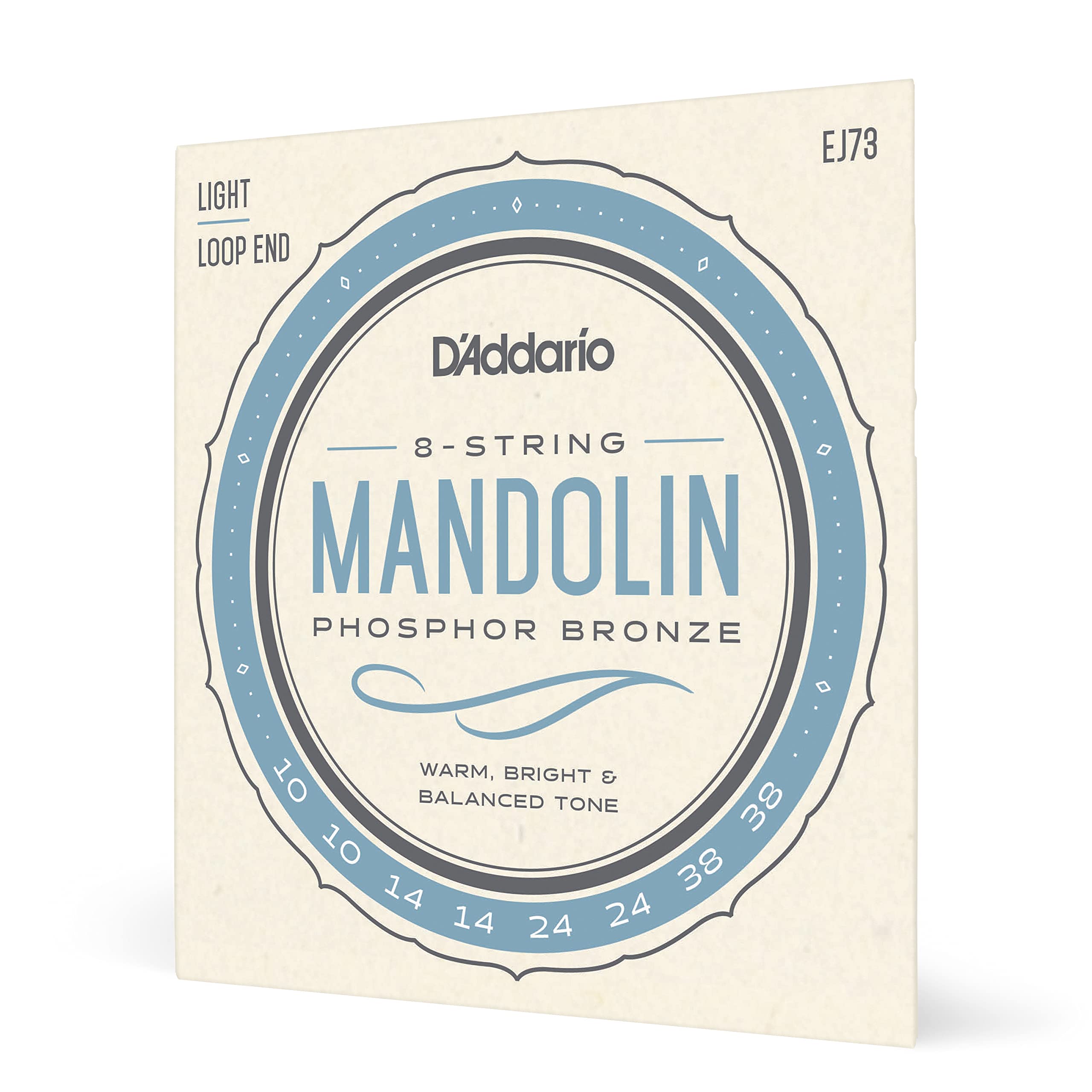 D'Addario Mandolin Strings   Mandolin Strings   Phosphor Bronze   For 8 String Mandolin   Rich, Full Tonal Spectrum   Ej73   Lig