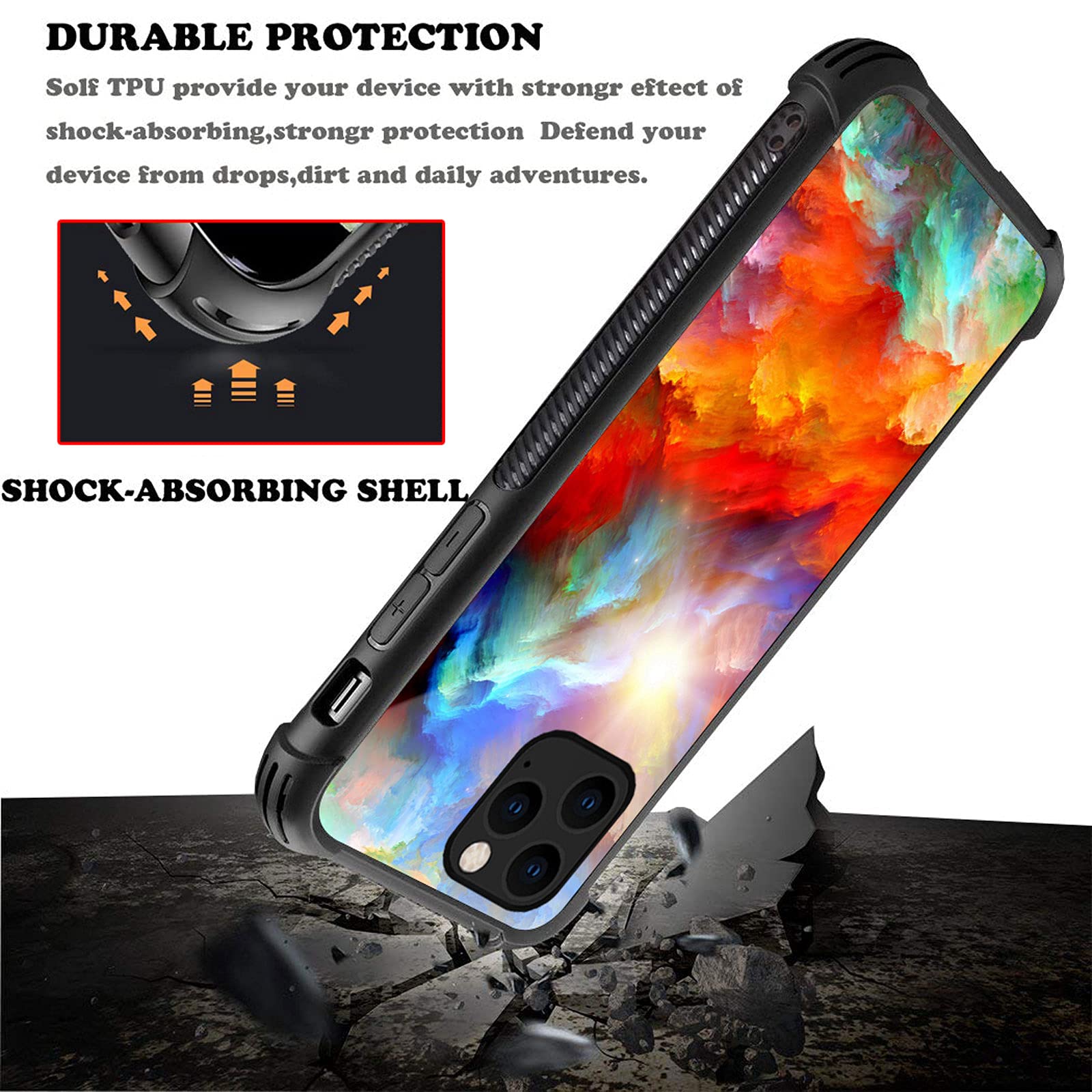 CARLOCA iPhone 13 Pro Case Shockproof Anti-Scratch Hard Acrylic Colorful Unreal Clouds Cool Graphic Design