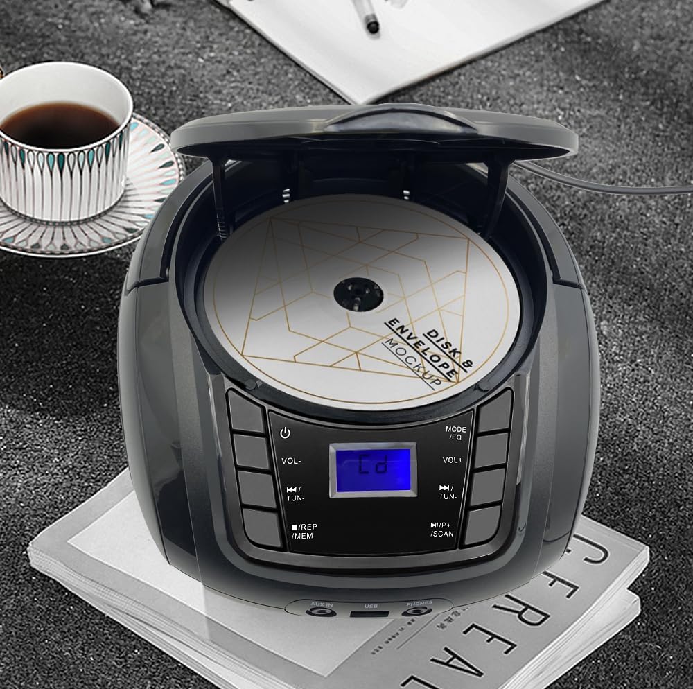 Lonpoo Portable Boombox   Cd Player, Bluetooth, Usb, Mp3, Aux, Fm Radio, Portable, Built In Stereo Speakers, Carrying Handle, Lc