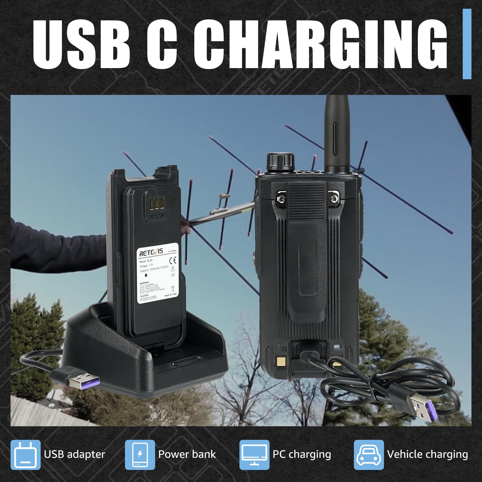 Retevis Ra89 Ham Radio, Emergency Radio For Hurricane Rescue, 10W Dual Band Handheld Radio, Ip68 Waterproof, 2500Mah Usb C Charing, Chirp Compatible, Long Range Walkie Talkie For Survival